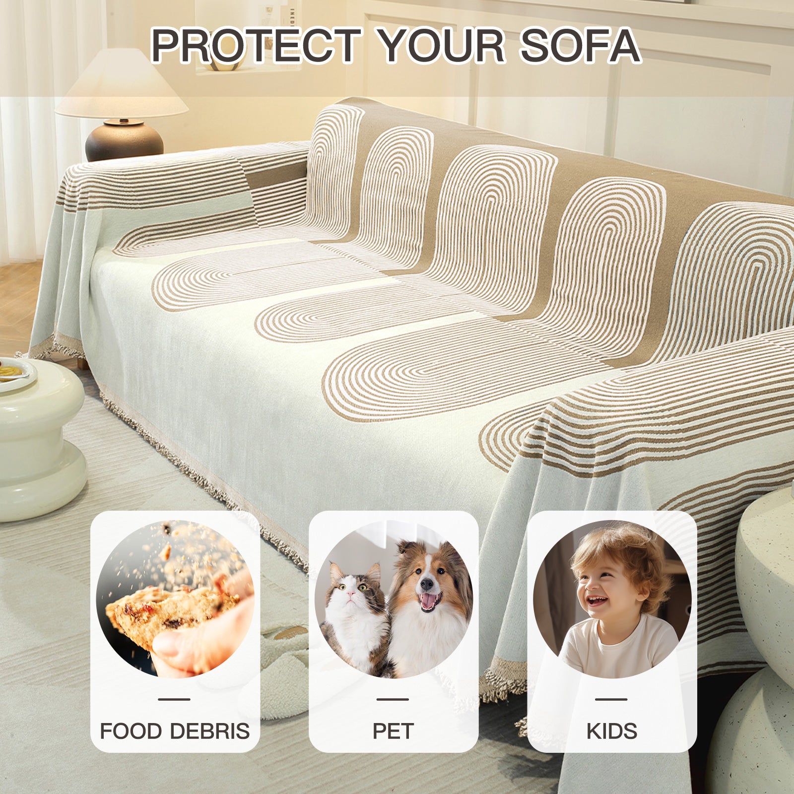 YSTYLE lavable 3 Seater canapé couverture Throw 180x340CM Soft