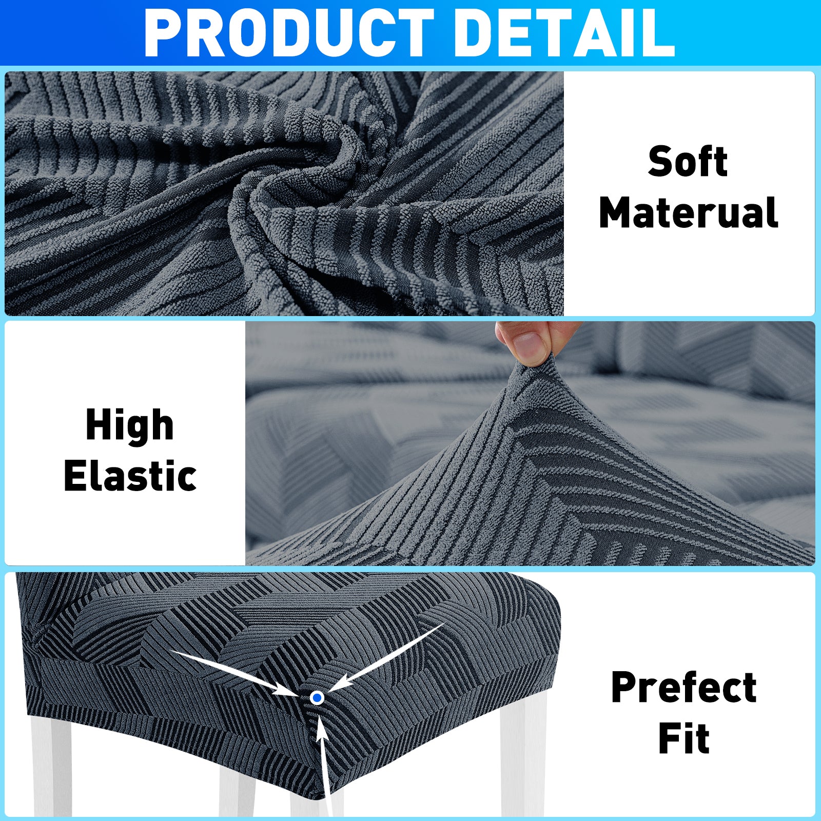 Ystyle 2-Piece Chair Covers with Backrest, Universal Kitchen Chair Covers, Removable Elastic Dining Chair Slipcovers, Stain-Resistant Chair Protectors, Washable, for Kitchen and Living Room