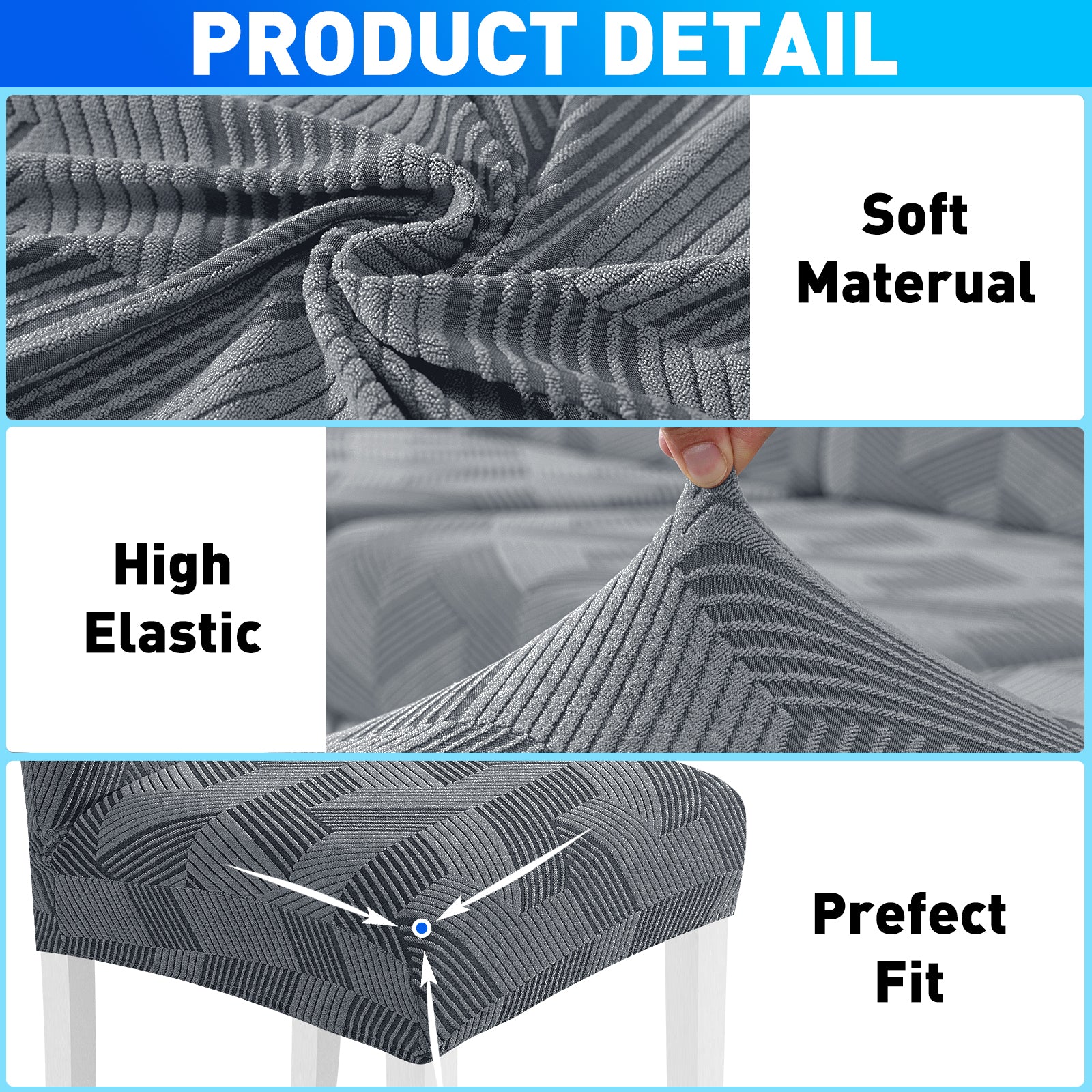 Ystyle 2-Piece Chair Covers with Backrest, Universal Kitchen Chair Covers, Removable Elastic Dining Chair Slipcovers, Stain-Resistant Chair Protectors, Washable, for Kitchen and Living Room