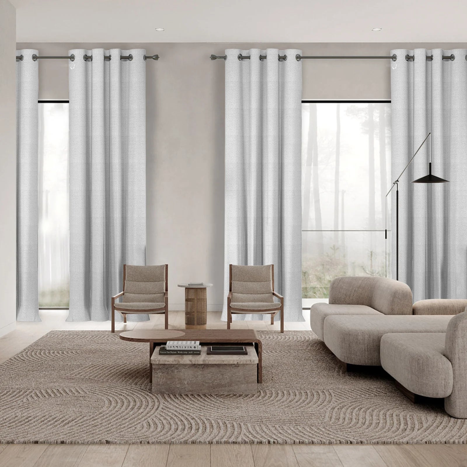 YSTYLE 2 piezas Cortinas de Aislamiento Térmico y Bloqueo Total de Luz, Efecto Lino, Color Negro 