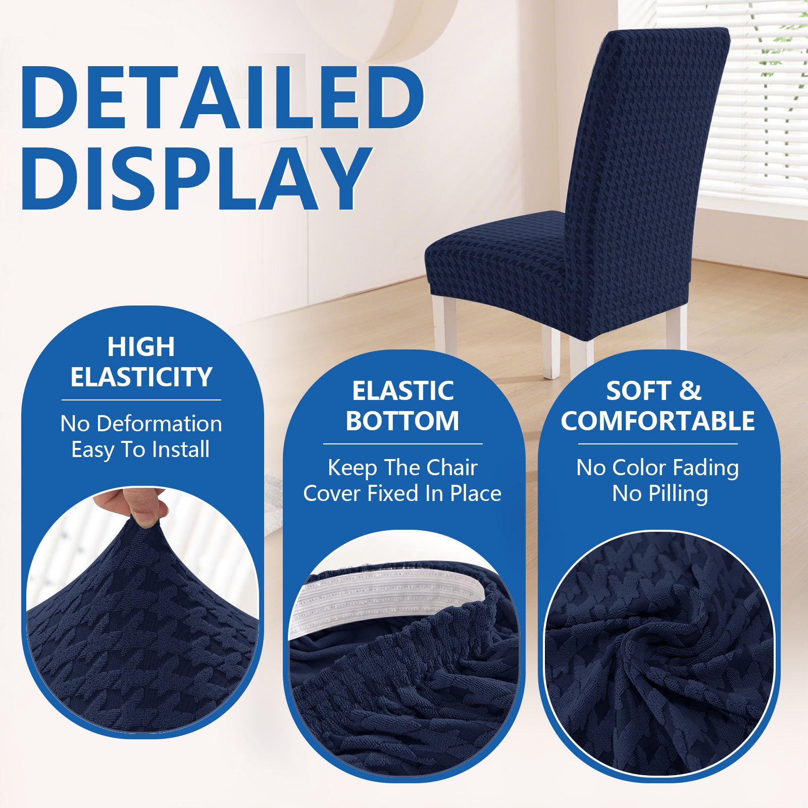 Ystyle 4-Piece Chair Covers with Backrest, Elastic Living Room Kitchen Chair Slipcovers, Universal Stretch Dining Chair Covers, Modern Cat-Scratch Resistant Chair Protectors