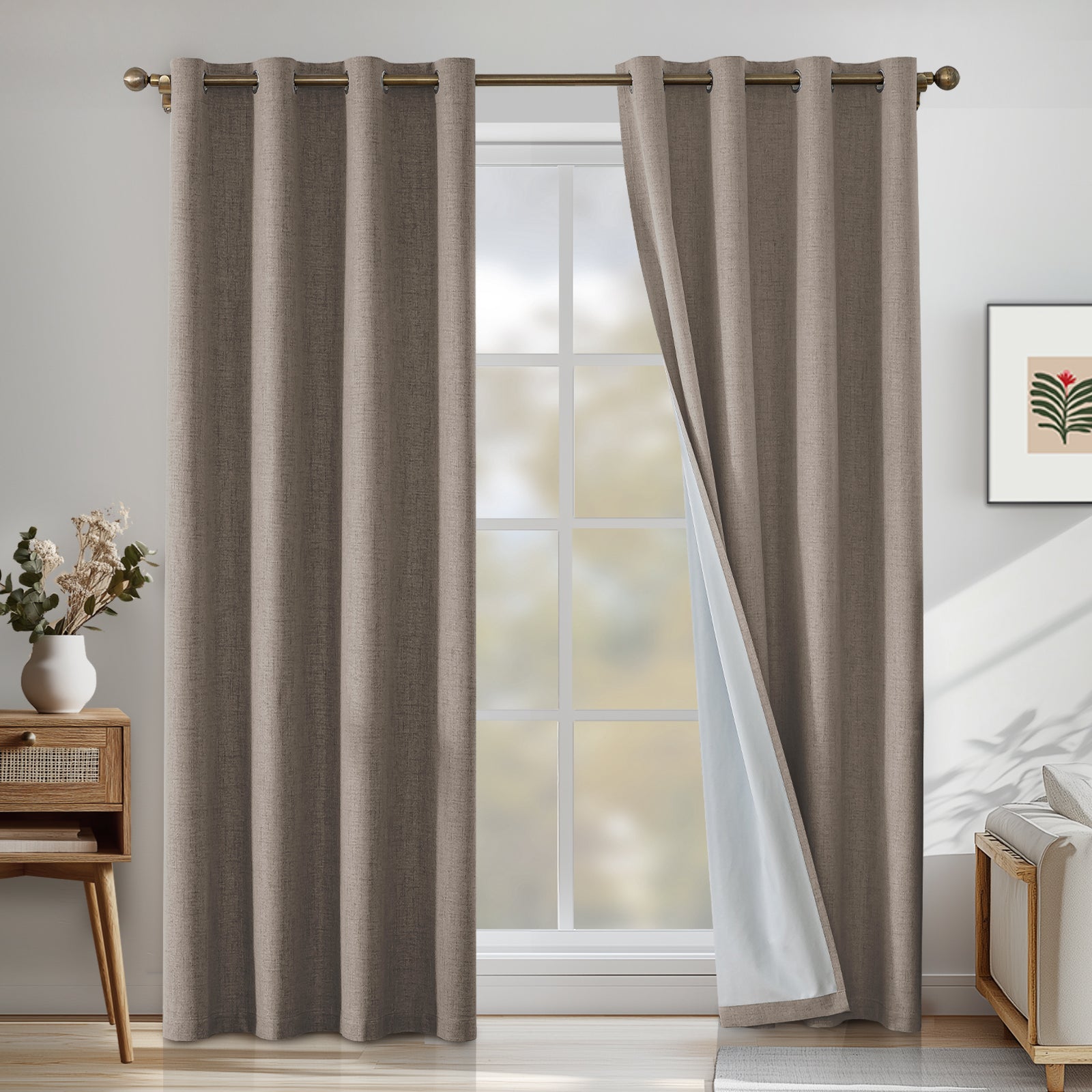 Ystyle 2 Pieces Velvet Blackout Curtains 117x137 cm Gold Print