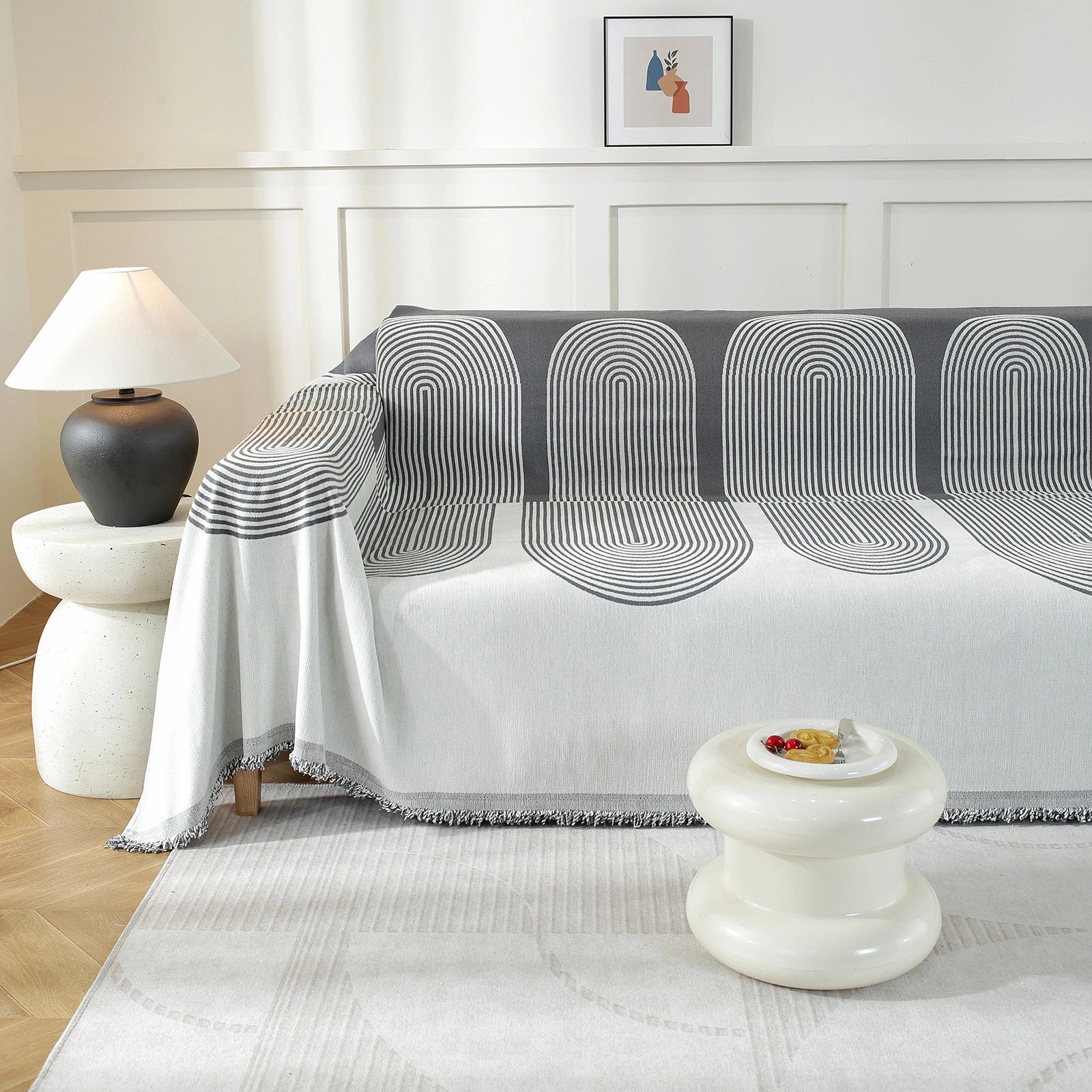 Manta de sofá de 3 asientos YSTYLE, anti-polvo, fácil de cuidar, lanzamiento decorativo, semicircular. 