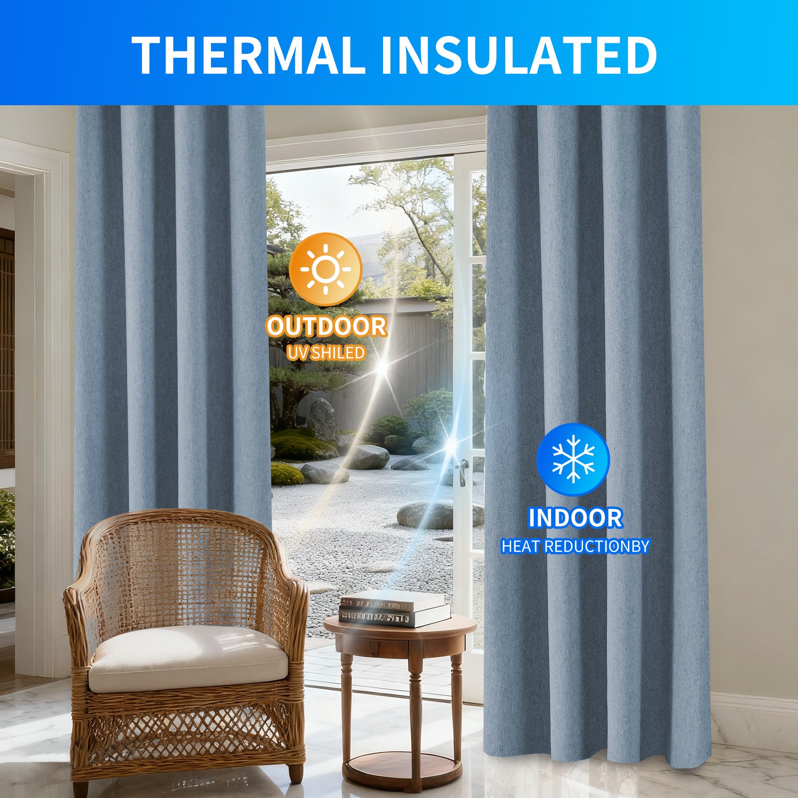 Ystyle 2 Pieces Linen Texture Blackout Curtains 140x145 cm Thermal