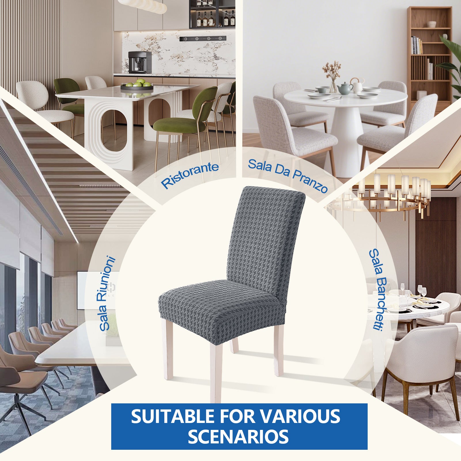Ystyle 4-Piece Chair Covers with Backrest, Elastic Living Room Kitchen Chair Slipcovers, Universal Stretch Dining Chair Covers, Modern Cat-Scratch Resistant Chair Protectors