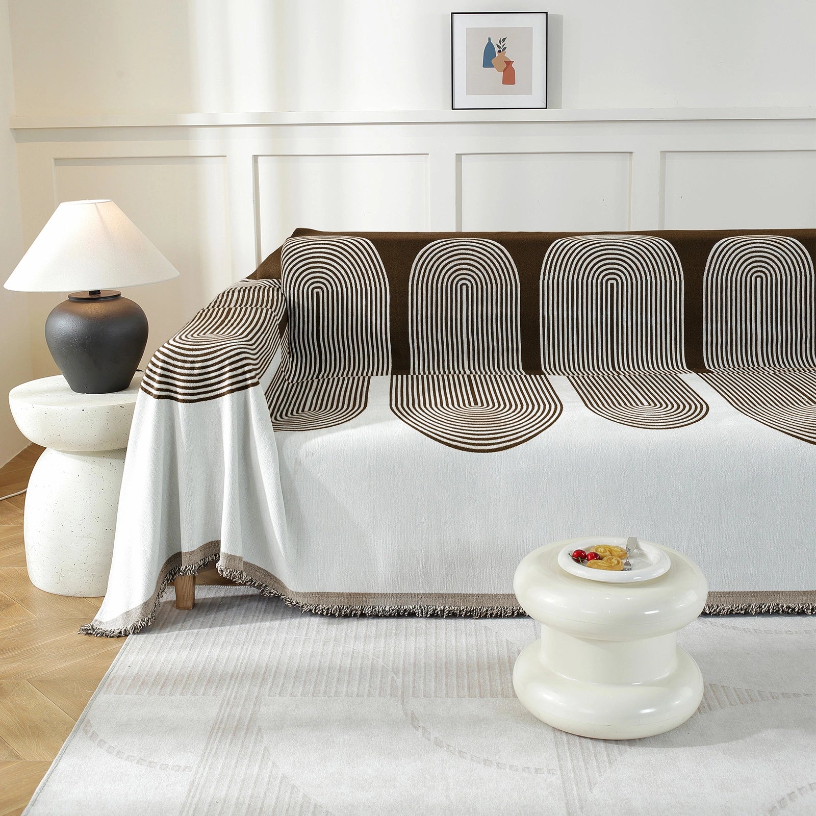 Manta de sofá de 3 asientos YSTYLE, anti-polvo, fácil de cuidar, lanzamiento decorativo, semicircular. 