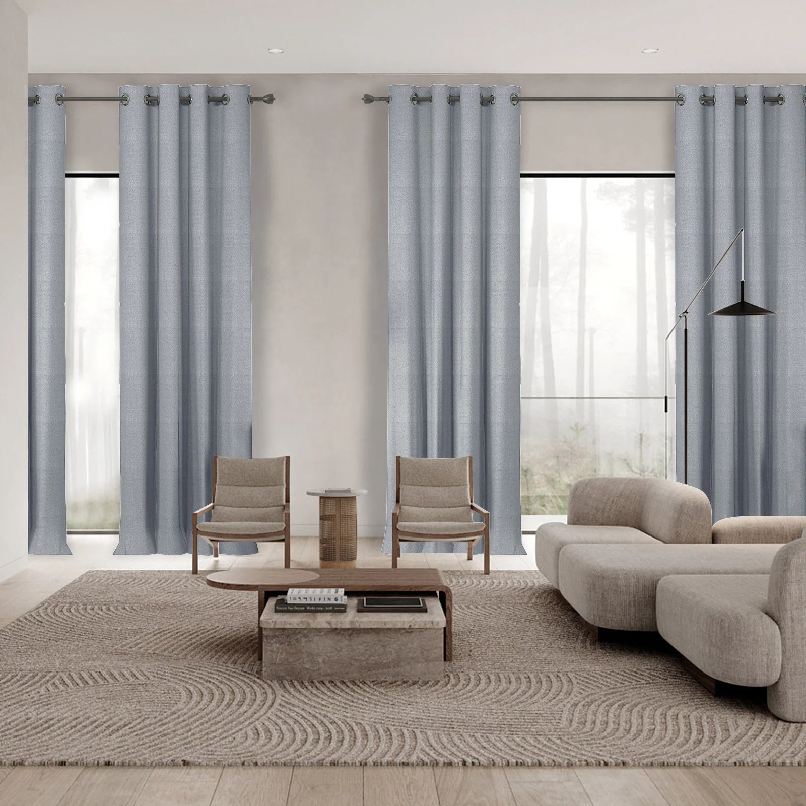 YSTYLE 2 piezas Cortinas de Aislamiento Térmico y Bloqueo Total de Luz, Efecto Lino, Color Negro 