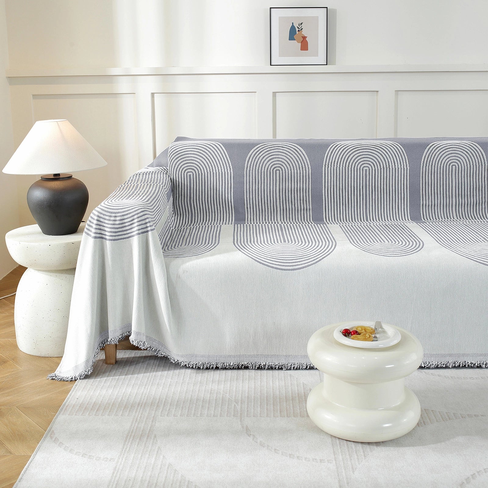 Manta de sofá de 3 asientos YSTYLE, anti-polvo, fácil de cuidar, lanzamiento decorativo, semicircular. 
