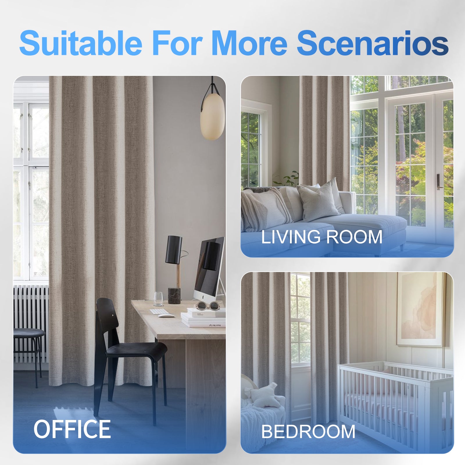 2 Pieces 100% Blackout Linen Curtains 140x175 cm Thermal