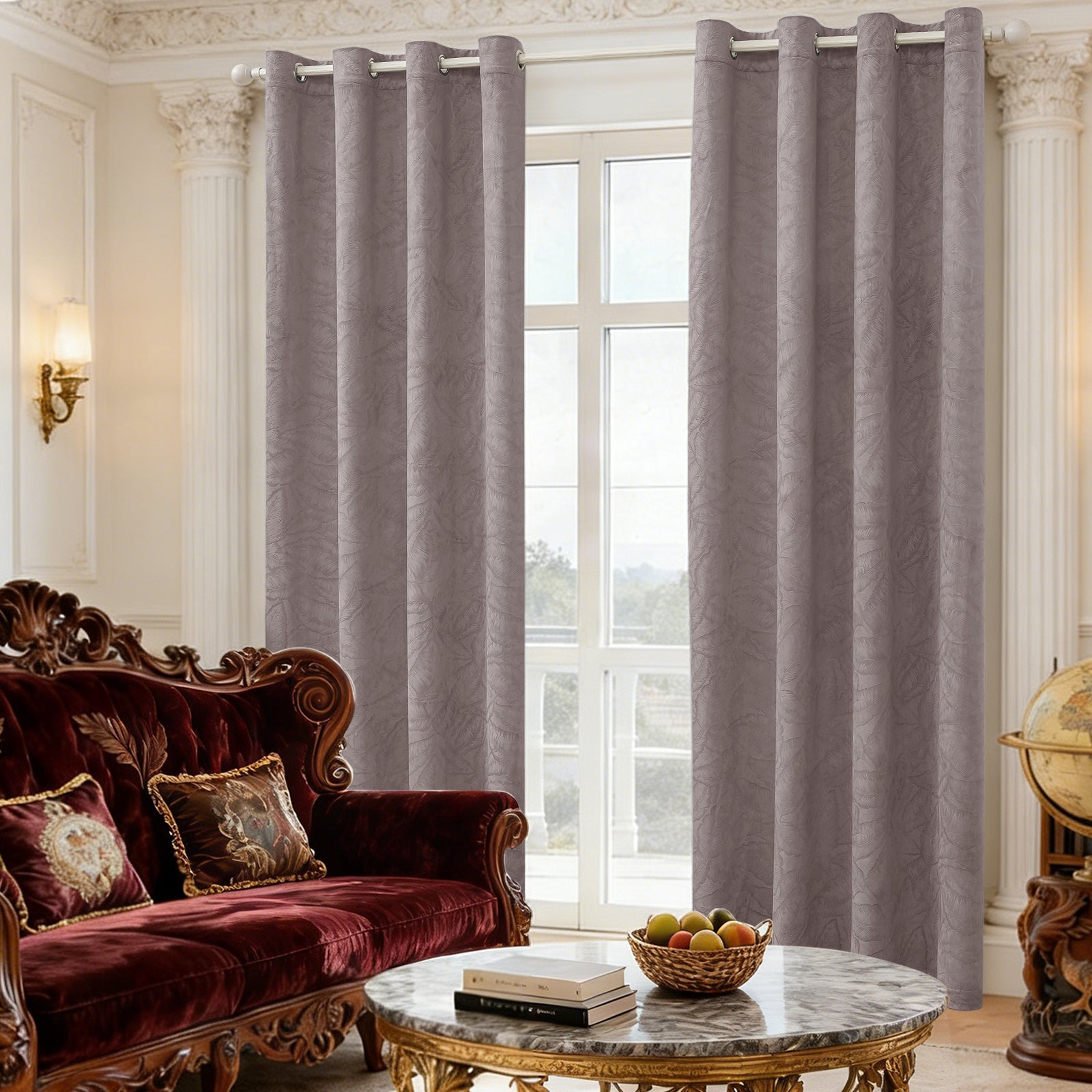 2 Pieces rideaux opacifiants with Stainless Steel Eyelets thermique Polyester Panels
