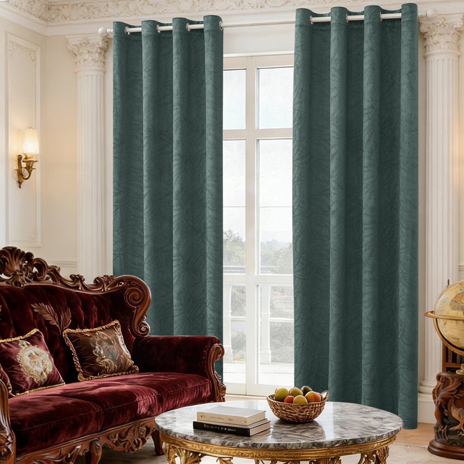 2 Pieces rideaux opacifiants with Stainless Steel Eyelets thermique Polyester Panels