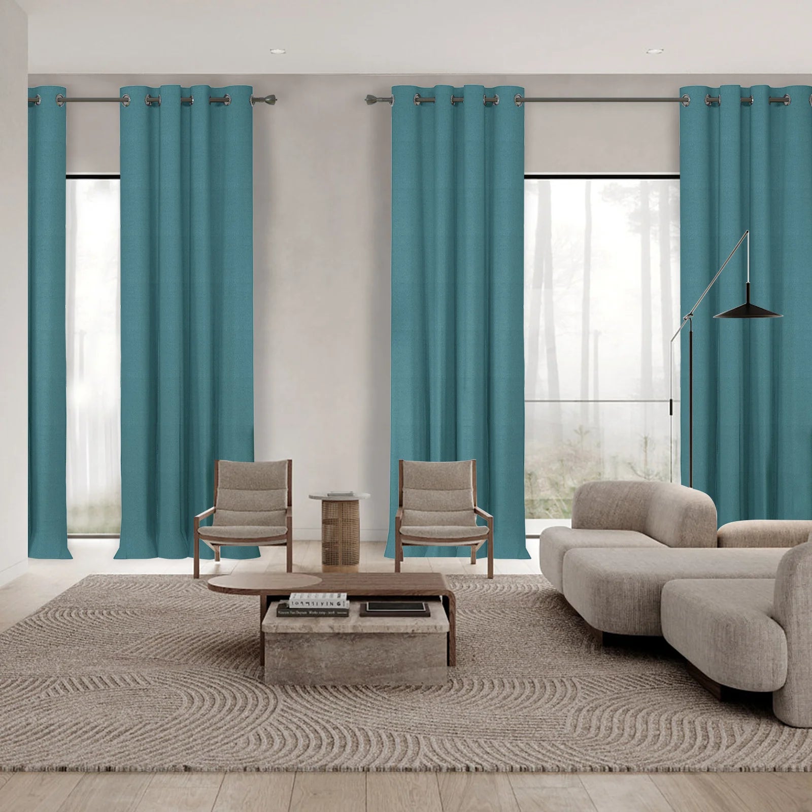 YSTYLE 2 piezas Cortinas de Aislamiento Térmico y Bloqueo Total de Luz, Efecto Lino, Color Negro 