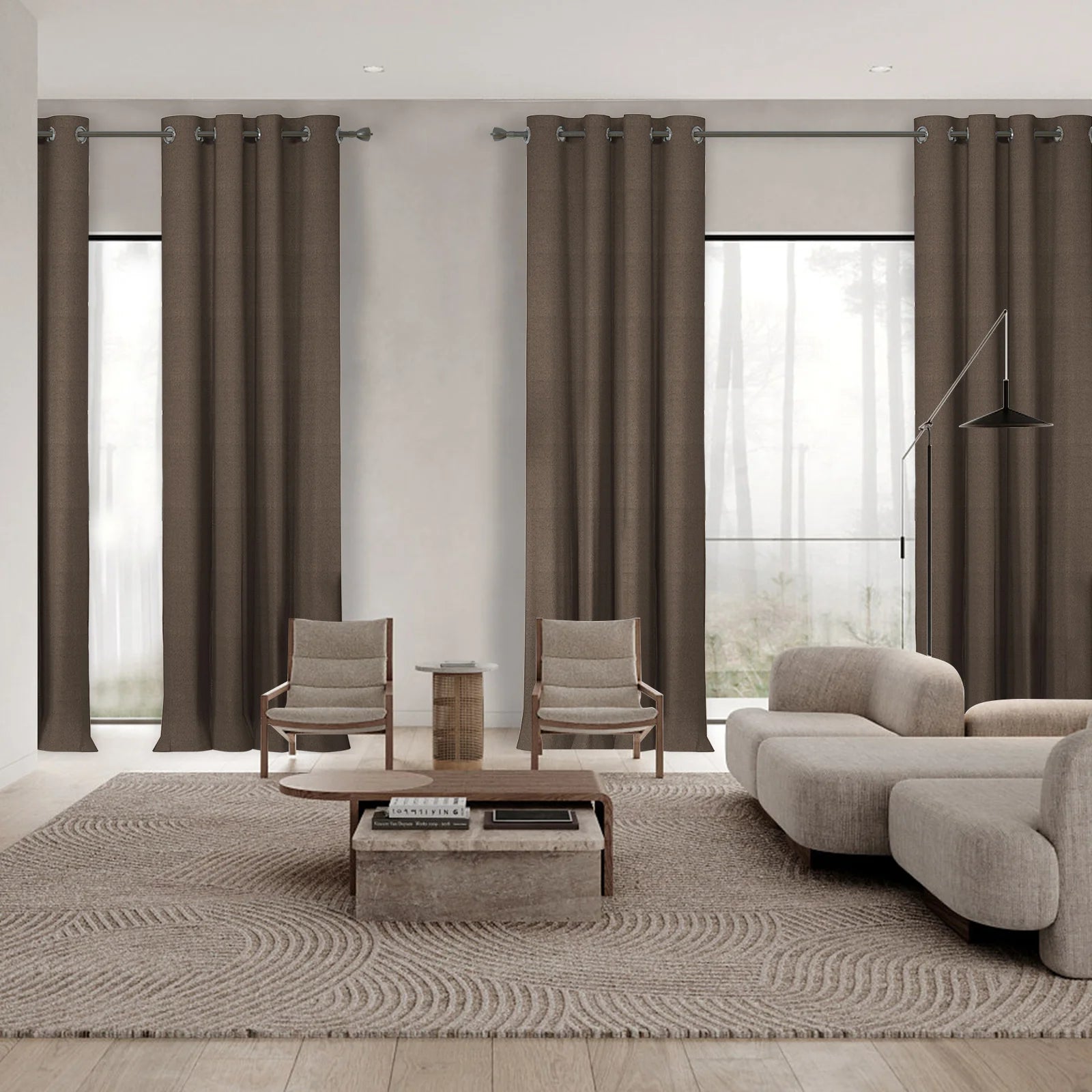 YSTYLE 2 piezas Cortinas de Aislamiento Térmico y Bloqueo Total de Luz, Efecto Lino, Color Negro 