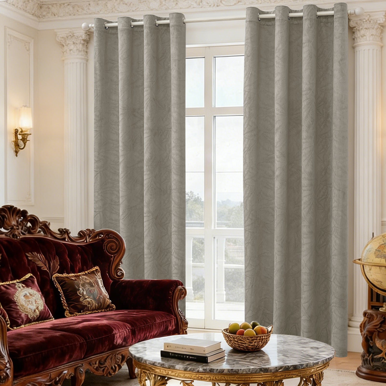 2 Pieces rideaux opacifiants with Stainless Steel Eyelets thermique Polyester Panels