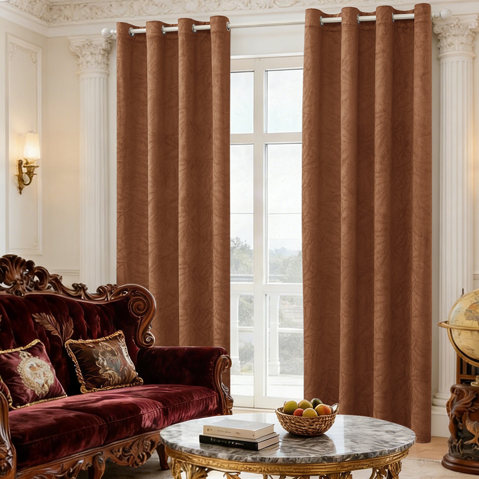 2 Pieces rideaux opacifiants with Stainless Steel Eyelets thermique Polyester Panels