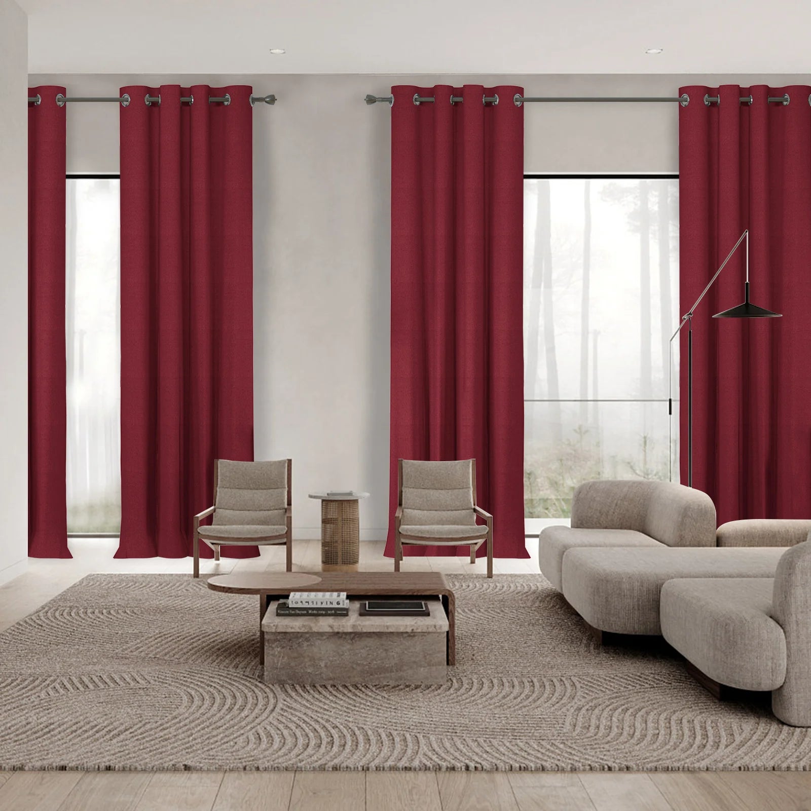 YSTYLE 2 piezas Cortinas de Aislamiento Térmico y Bloqueo Total de Luz, Efecto Lino, Color Negro 