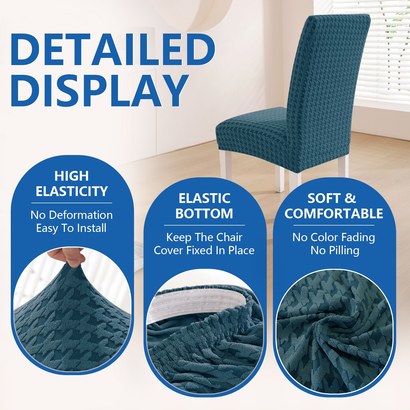 Ystyle 4-Piece Chair Covers with Backrest, Elastic Living Room Kitchen Chair Slipcovers, Universal Stretch Dining Chair Covers, Modern Cat-Scratch Resistant Chair Protectors