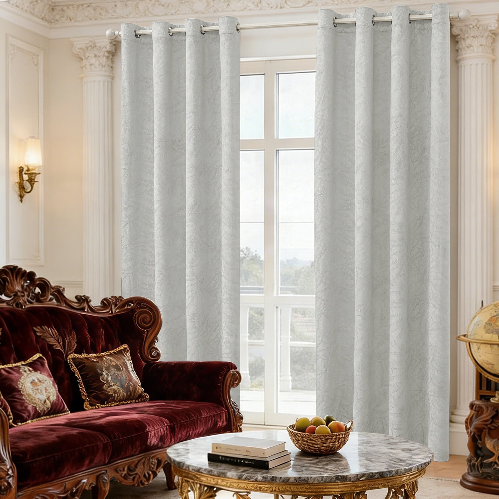2 Pieces rideaux opacifiants with Stainless Steel Eyelets thermique Polyester Panels