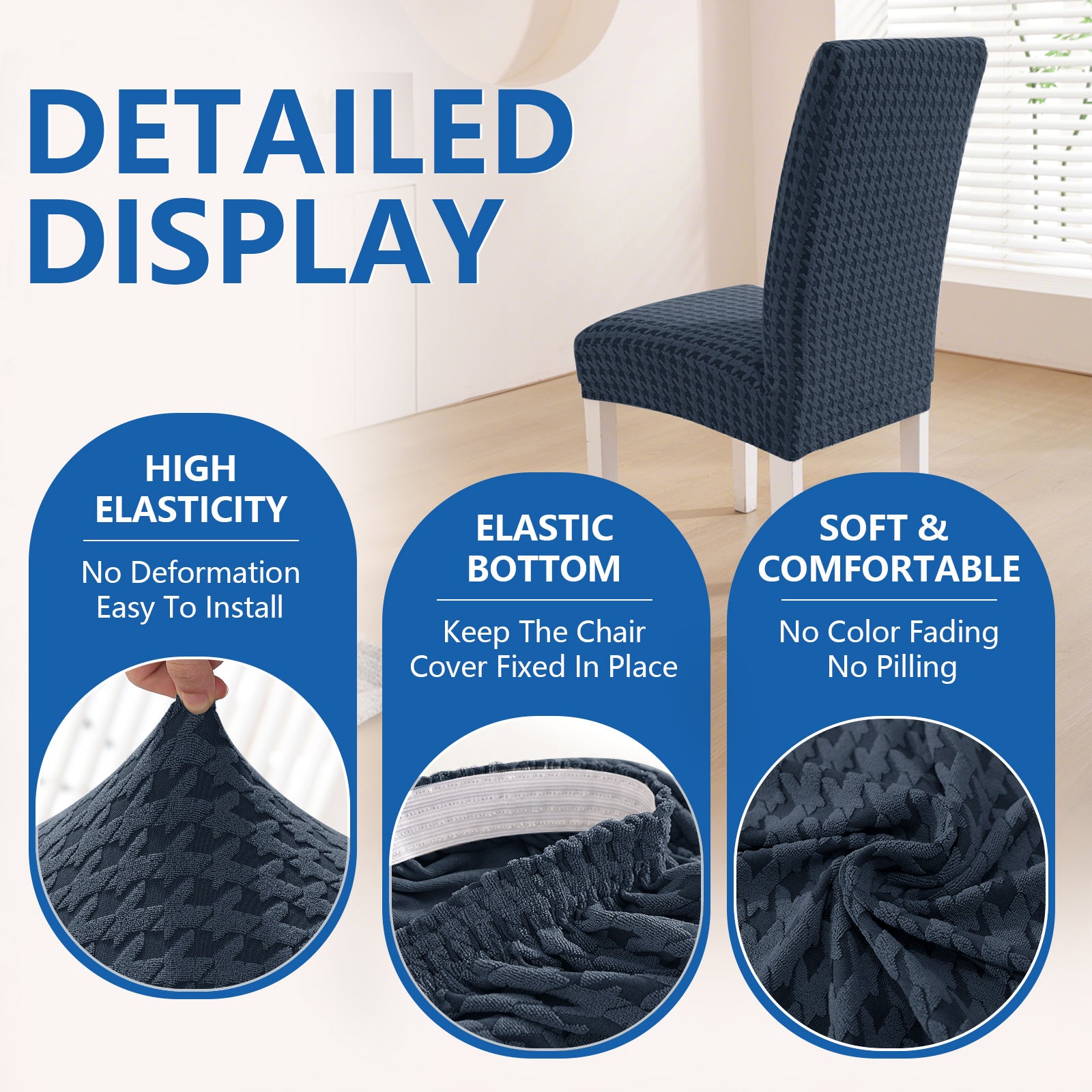 Ystyle 4-Piece Chair Covers with Backrest, Elastic Living Room Kitchen Chair Slipcovers, Universal Stretch Dining Chair Covers, Modern Cat-Scratch Resistant Chair Protectors