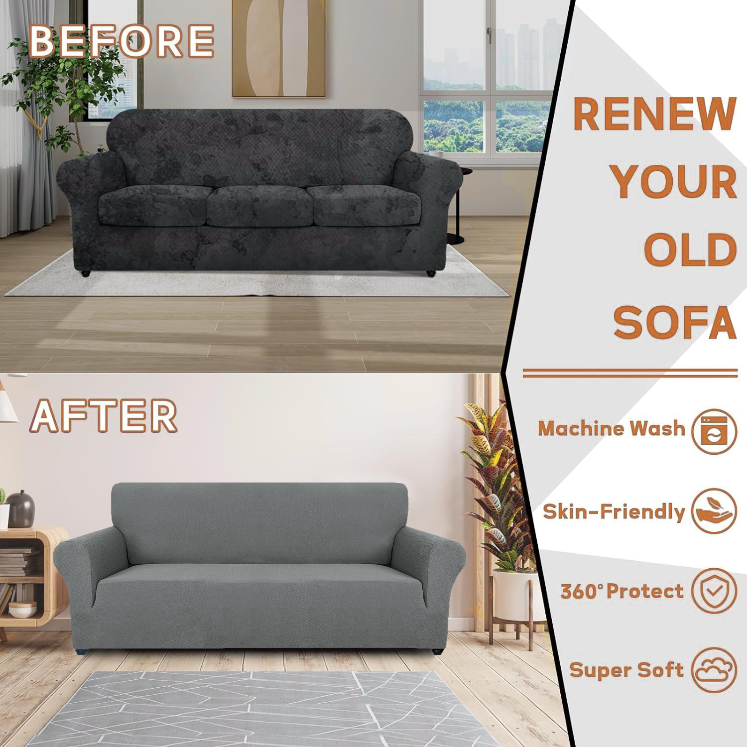 Housse de canapé 1 place extensible YSTYLE jacquard anti-dérapant