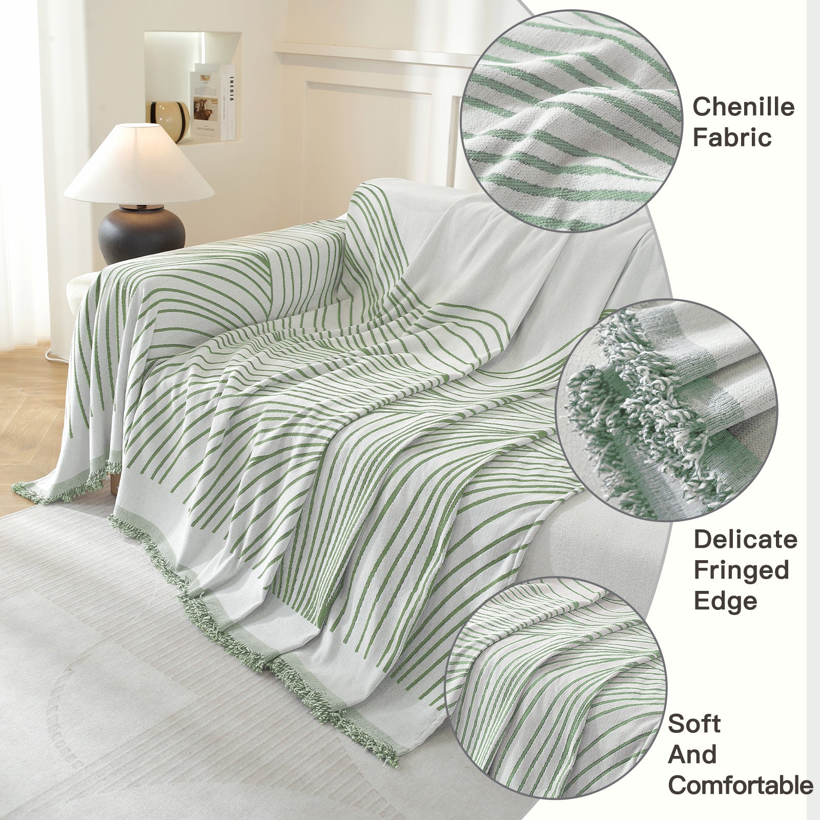 YSTYLE Universal 2 Seater canapé couverture Throw 180x280CM Soft