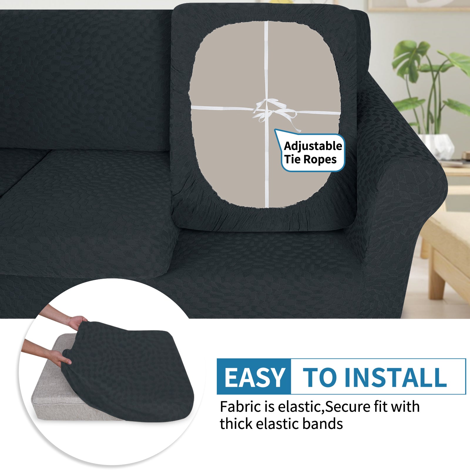 Housse de siège de canapé extensible YSTYLE 1 place géométrique anti-dérapant