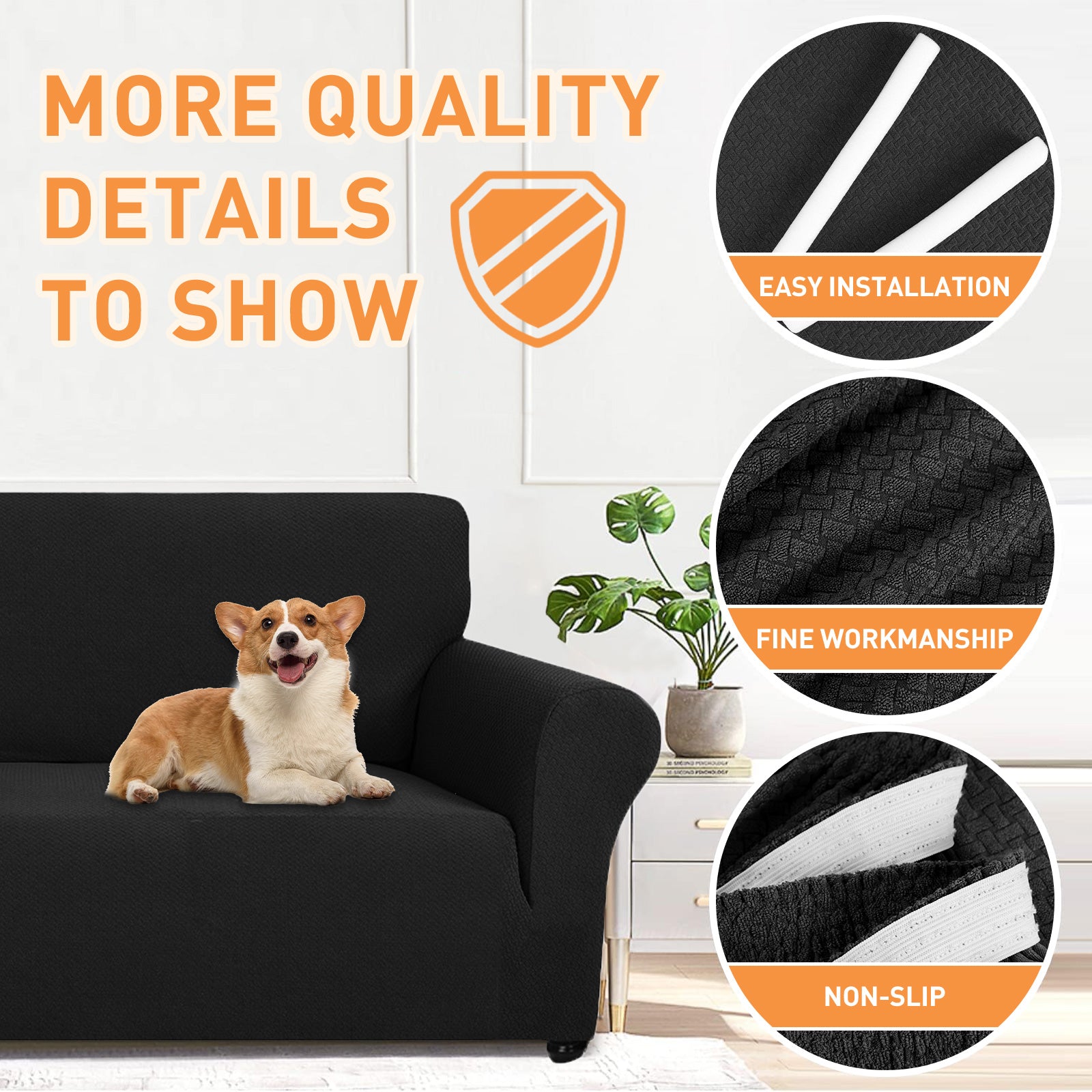 Housse de canapé 1 place extensible YSTYLE jacquard anti-dérapant