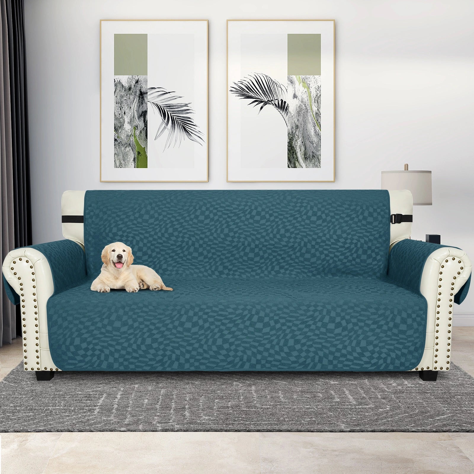 YSTYLE 3 Asientos Sofá Tapete Impermeable – Resistente a los Arañazos de Gatos, Antideslizante con brazos, Protector de Muebles Modernos - Paño de Jacquard a Cuadros