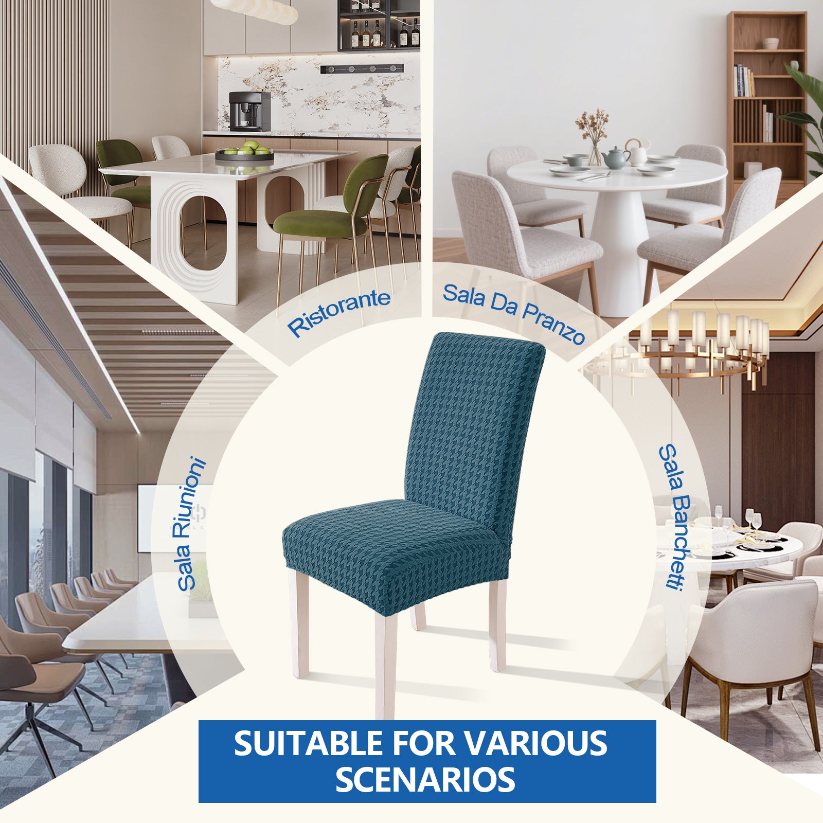 Ystyle 4-Piece Chair Covers with Backrest, Elastic Living Room Kitchen Chair Slipcovers, Universal Stretch Dining Chair Covers, Modern Cat-Scratch Resistant Chair Protectors