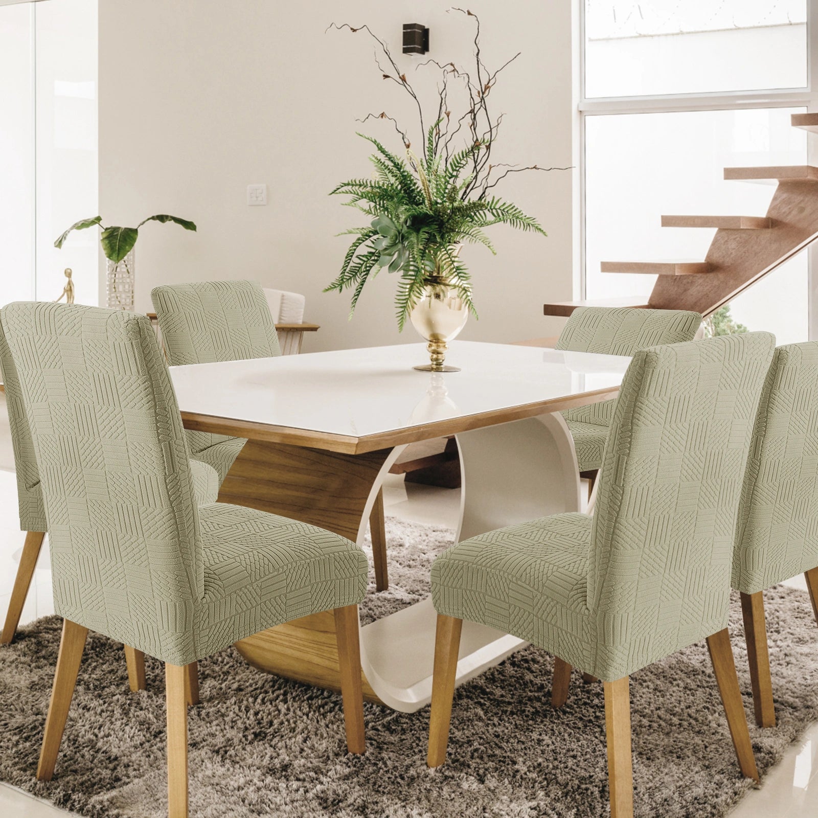YSTYLE Couvertures de chaises universelles 6 pièces, ajustement extensible, résistantes aux rayures, tissu doux - cinq lignes. 