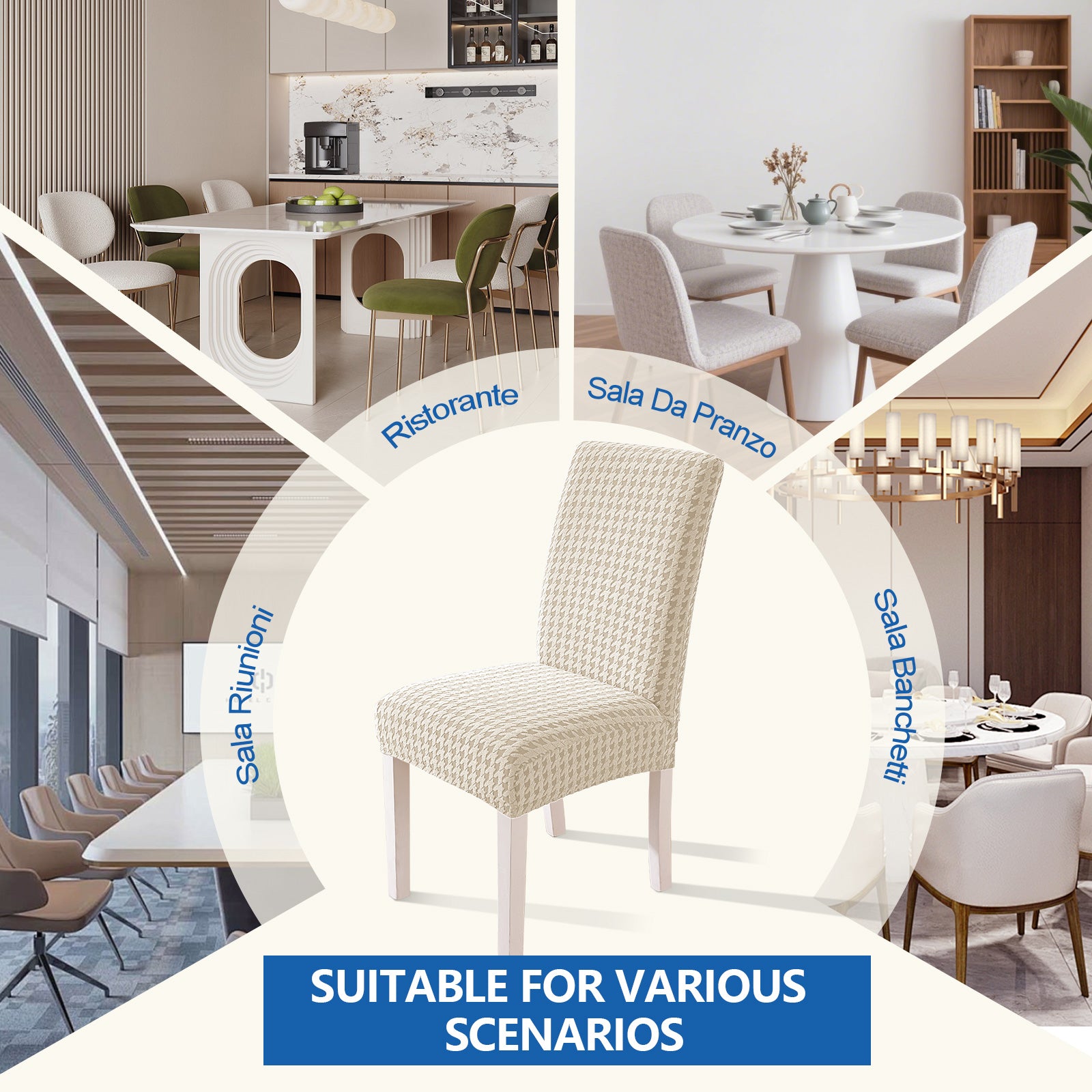 Ystyle 4-Piece Chair Covers with Backrest, Elastic Living Room Kitchen Chair Slipcovers, Universal Stretch Dining Chair Covers, Modern Cat-Scratch Resistant Chair Protectors