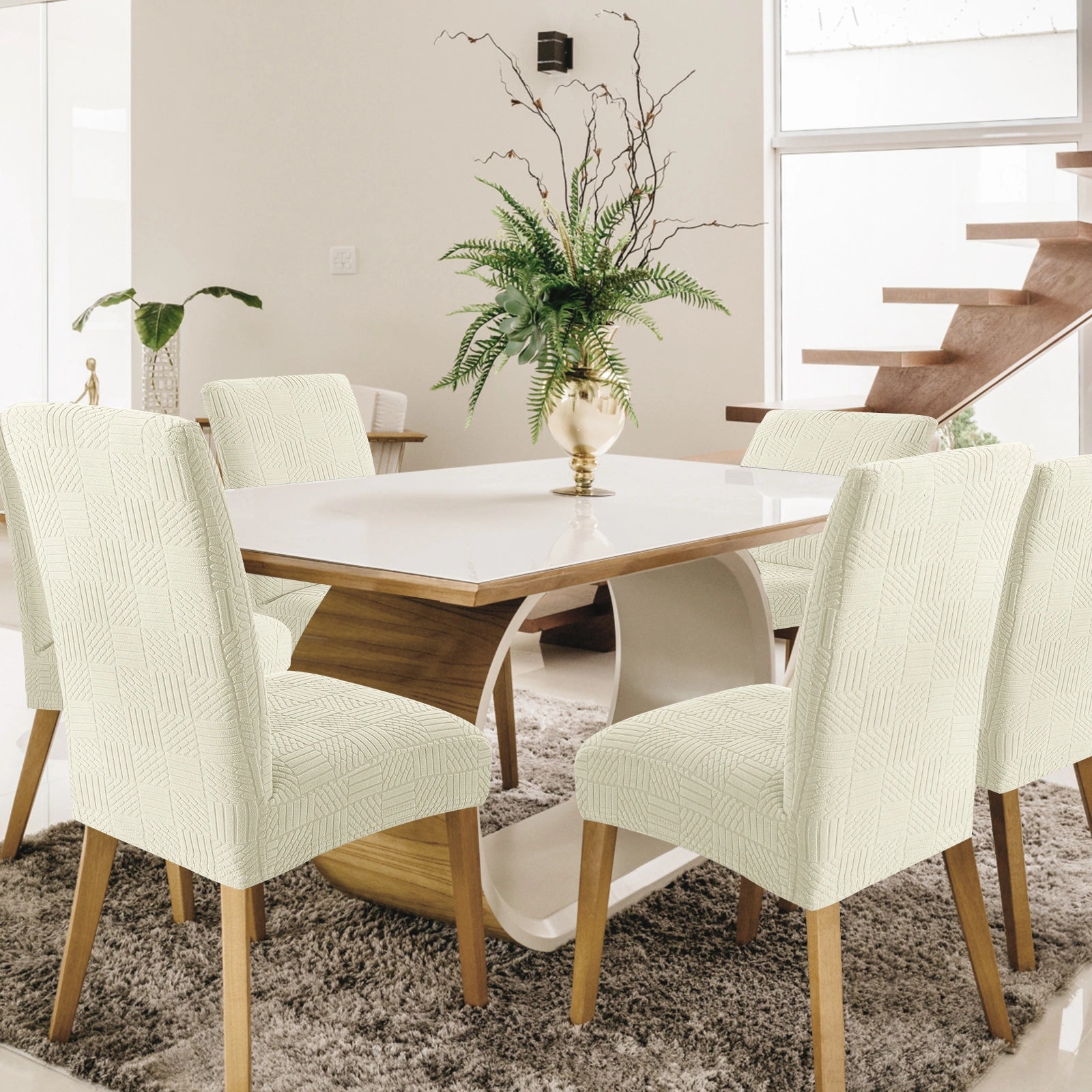 YSTYLE Universal 6 piezas fundas de silla, ajuste elástico, resistente a los arañazos, tela suave - cinco líneas. 