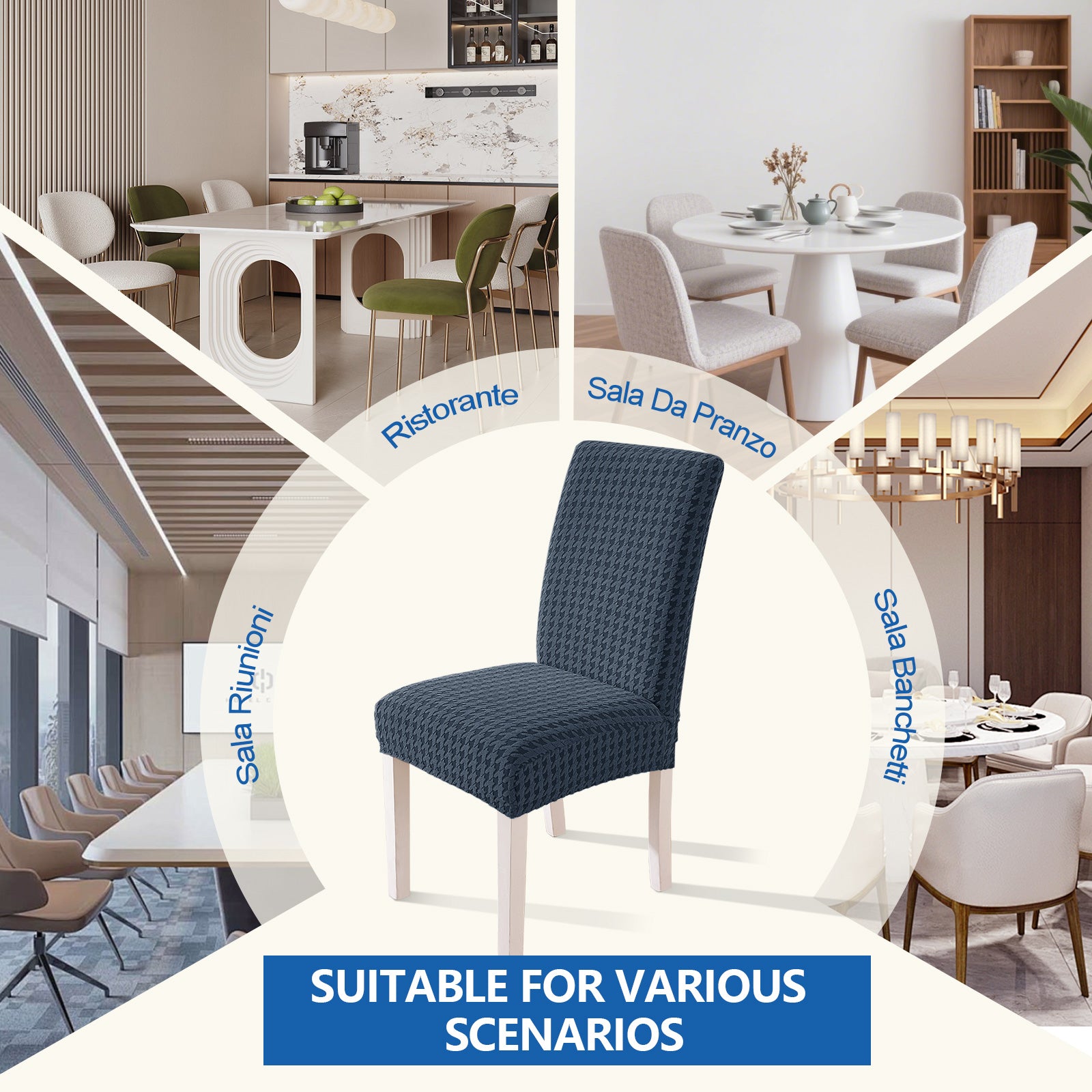 Ystyle 4-Piece Chair Covers with Backrest, Elastic Living Room Kitchen Chair Slipcovers, Universal Stretch Dining Chair Covers, Modern Cat-Scratch Resistant Chair Protectors