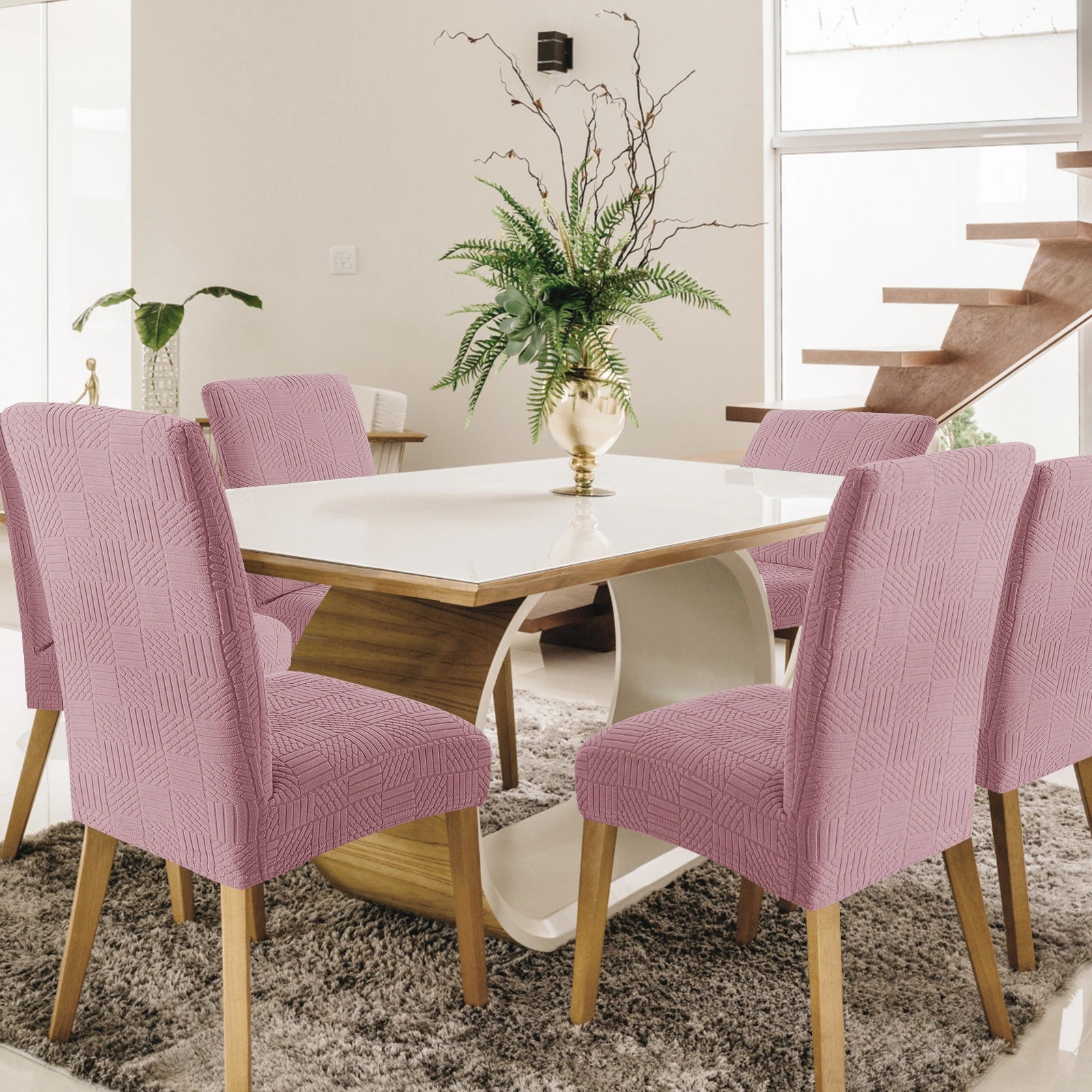 YSTYLE Couvertures de chaises universelles 6 pièces, ajustement extensible, résistantes aux rayures, tissu doux - cinq lignes. 