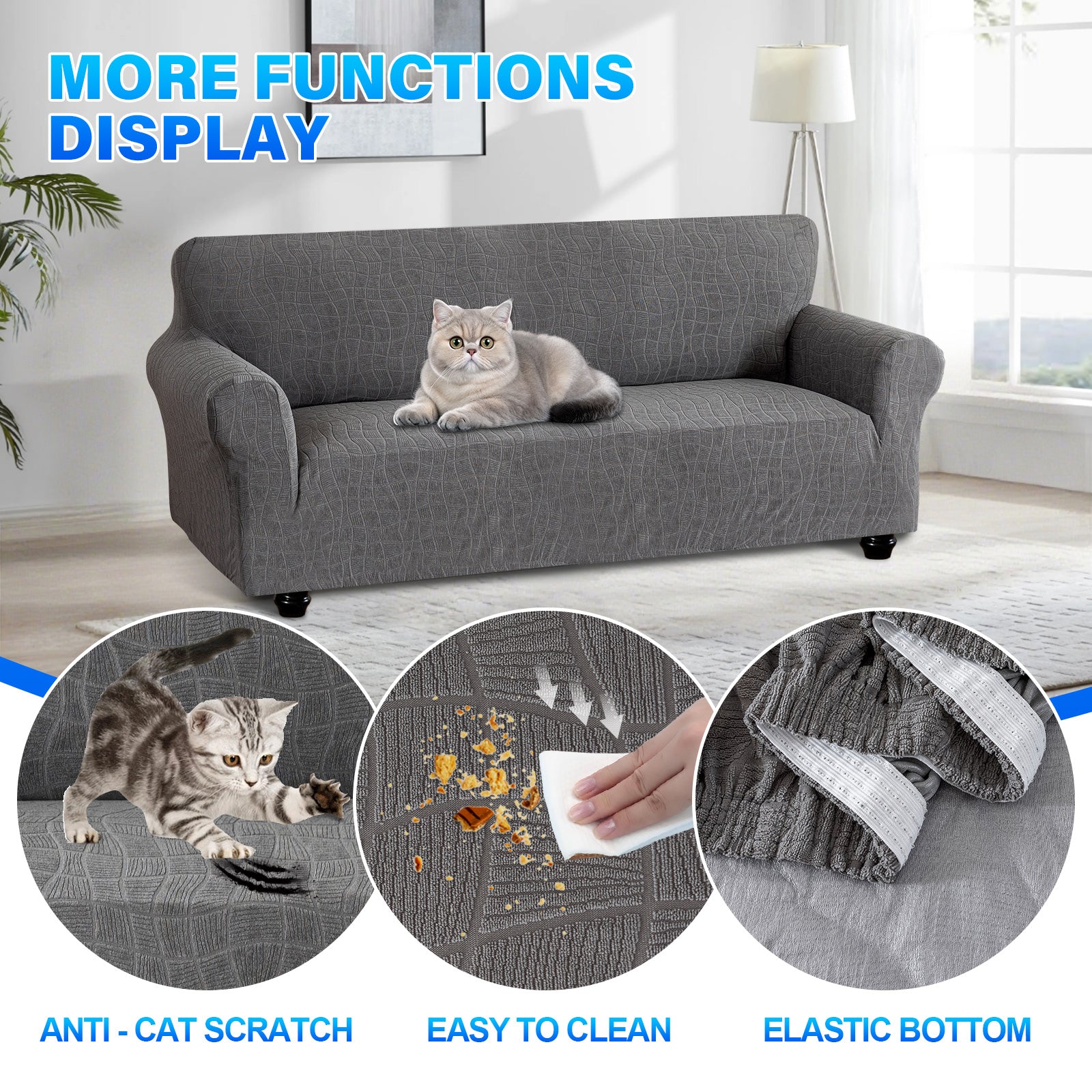 Ystyle Waterproof 1-Seater Sofa Cover with Armrests, Universal Elastic Sofa Protector, Washable Cat Scratch-Resistant Sofa Cover, Stain & Slip-Resistant Sofa Slipcover
