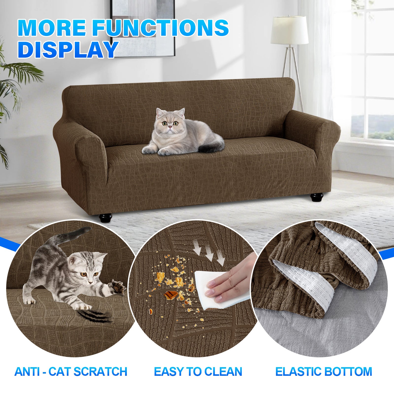 Ystyle Waterproof 1-Seater Sofa Cover with Armrests, Universal Elastic Sofa Protector, Washable Cat Scratch-Resistant Sofa Cover, Stain & Slip-Resistant Sofa Slipcover