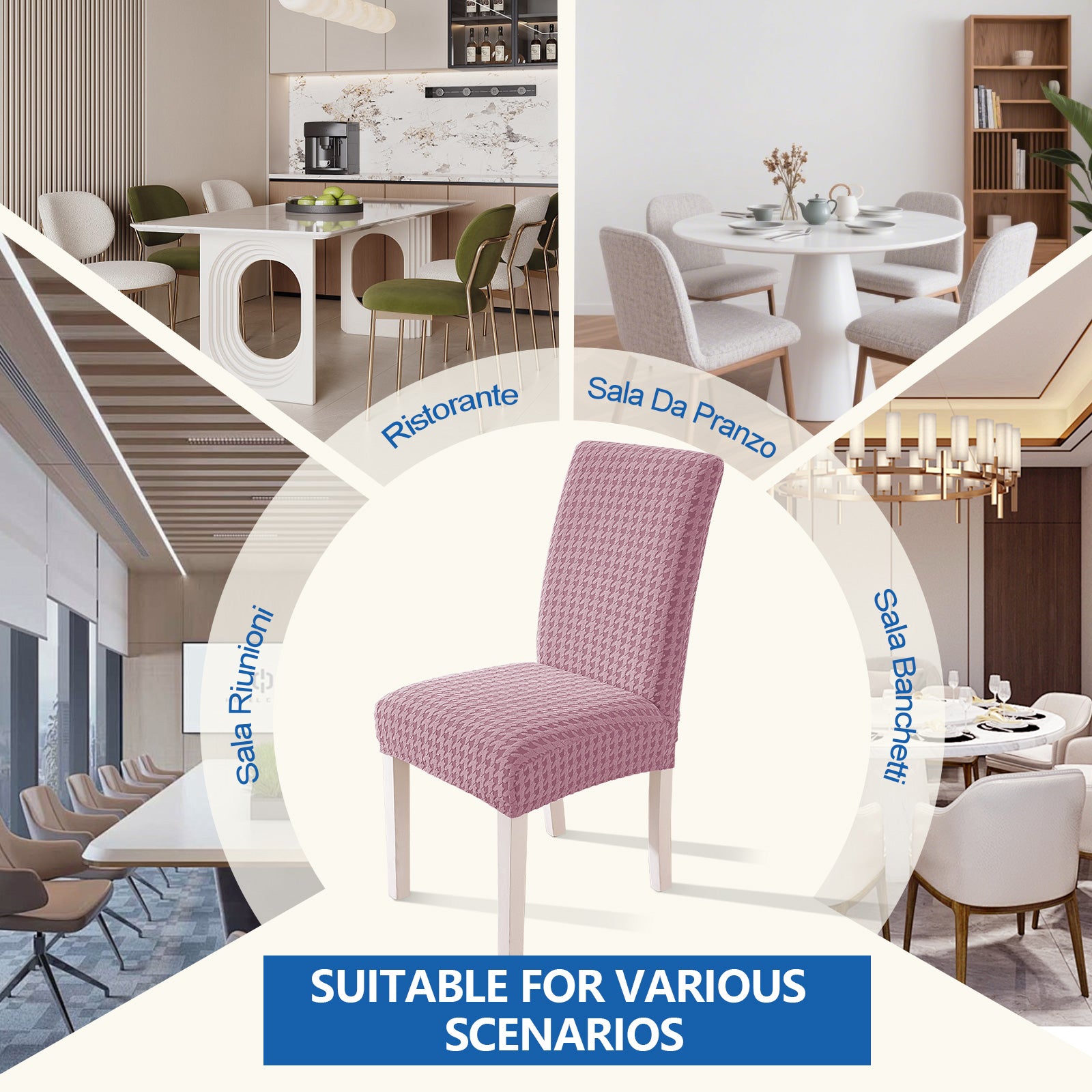 Ystyle 4-Piece Chair Covers with Backrest, Elastic Living Room Kitchen Chair Slipcovers, Universal Stretch Dining Chair Covers, Modern Cat-Scratch Resistant Chair Protectors
