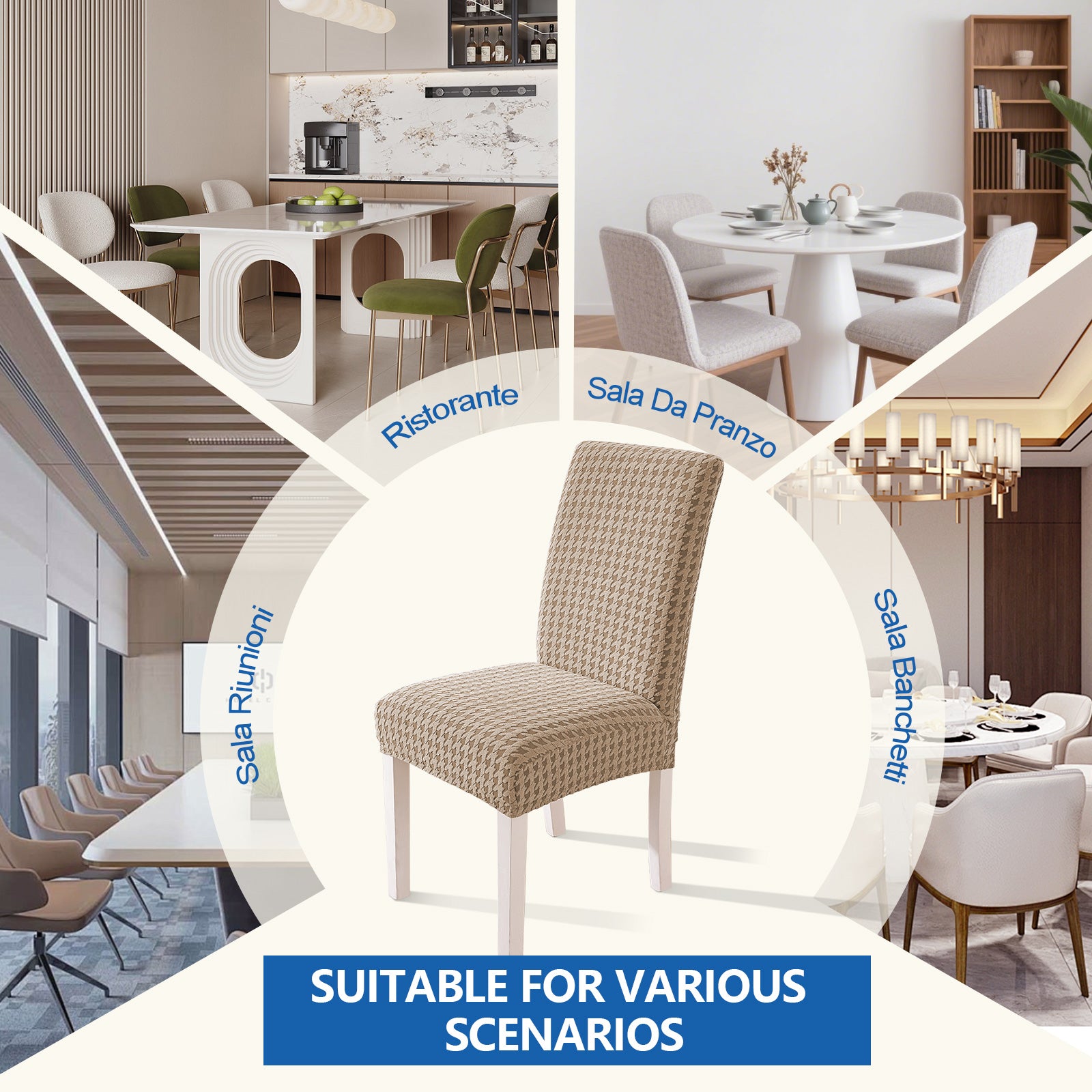 Ystyle 4-Piece Chair Covers with Backrest, Elastic Living Room Kitchen Chair Slipcovers, Universal Stretch Dining Chair Covers, Modern Cat-Scratch Resistant Chair Protectors