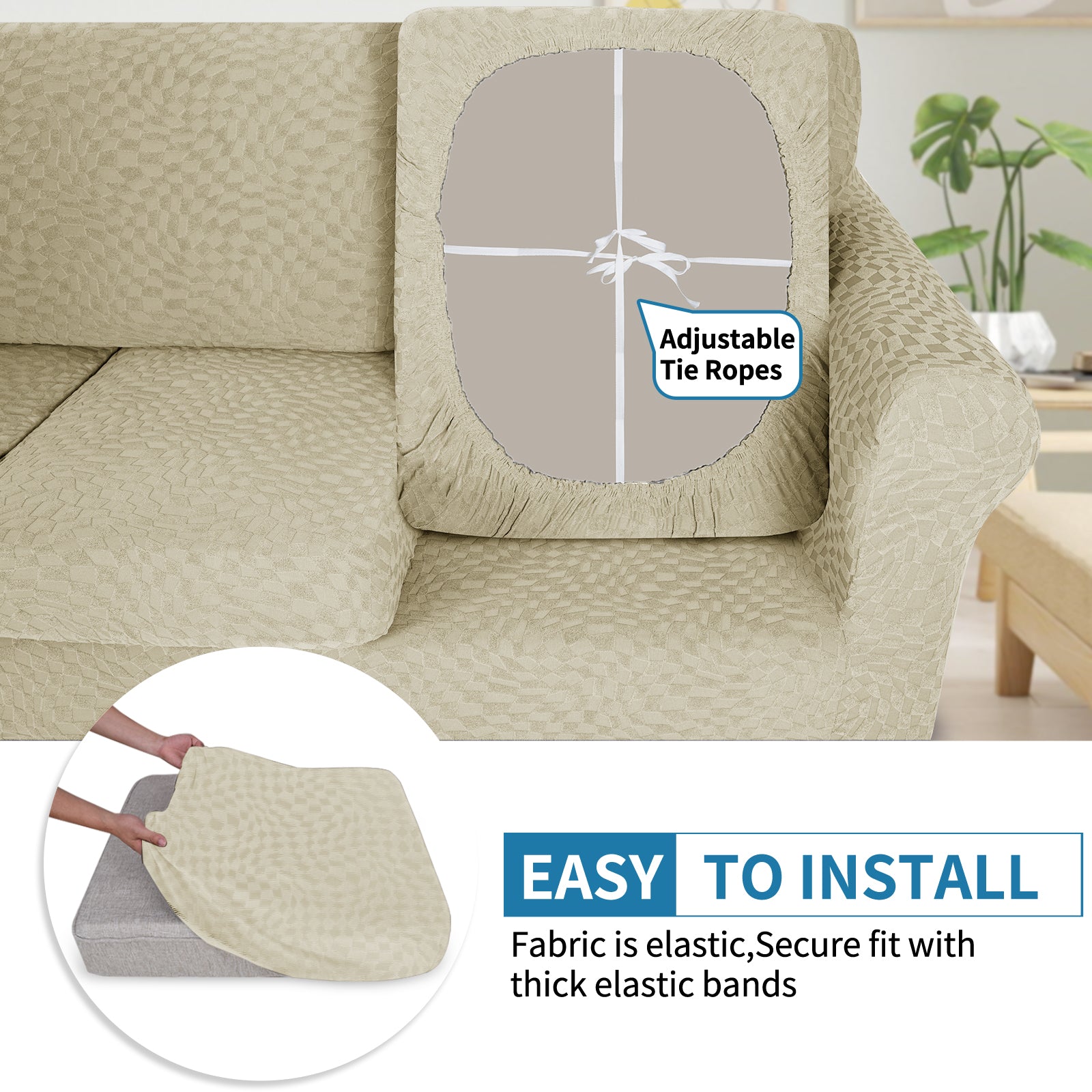 Housse de siège de canapé extensible YSTYLE 1 place géométrique anti-dérapant