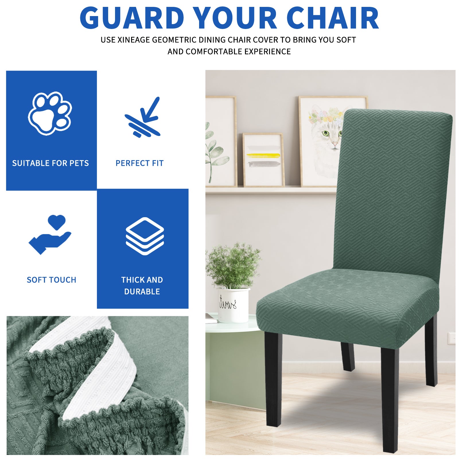 YSTYLE Lot de 4 Housses de Chaise Extensibles Avec Dossier Tissu Doux