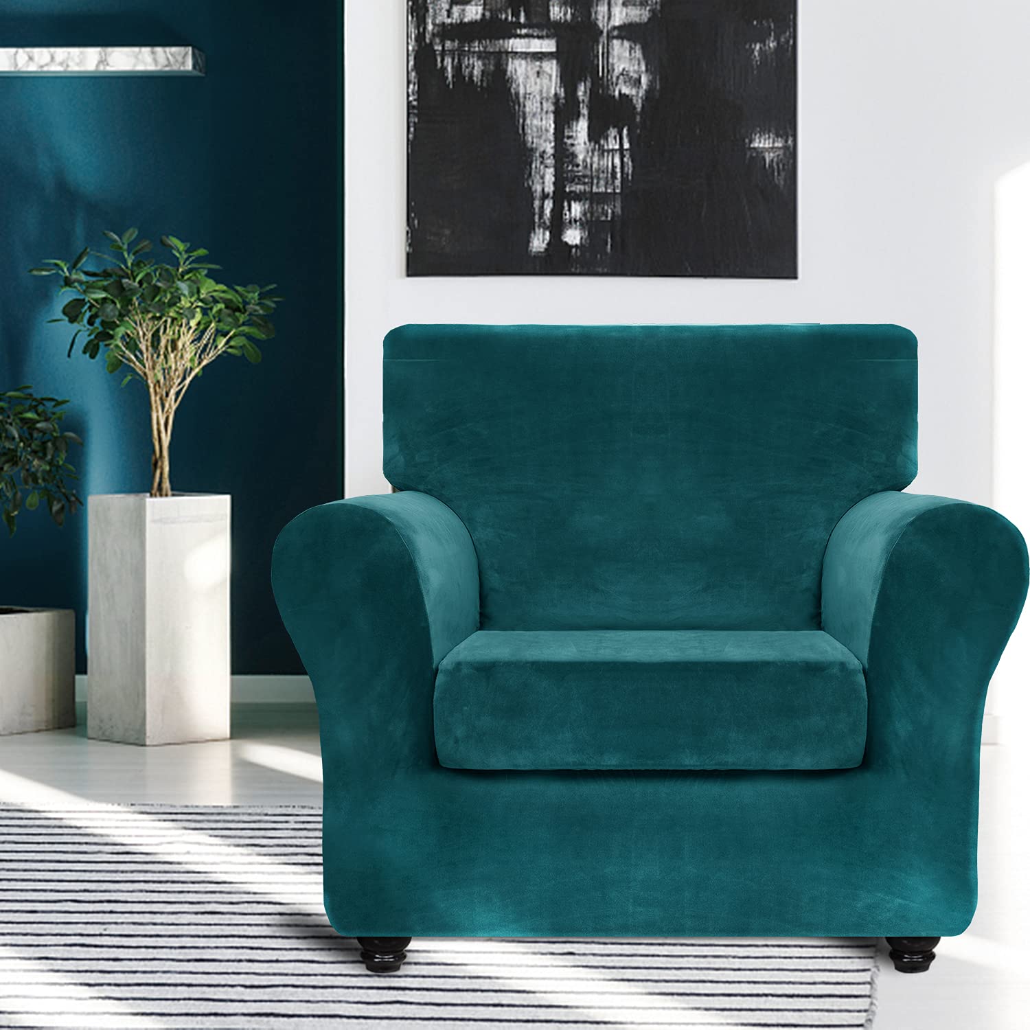 Housse de canapé en velours YSTYLE, housse de canapé antidérapante extensible, protège-meubles