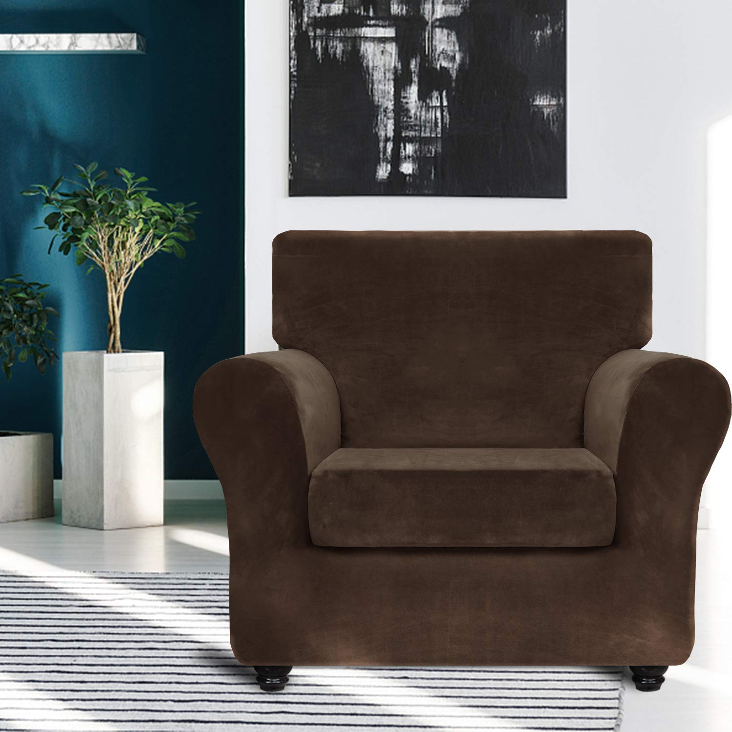 YSTYLE Velvet Sofa Cover Non-slip Couch Sofa Cover Stretch Slipcover Furniture Protector