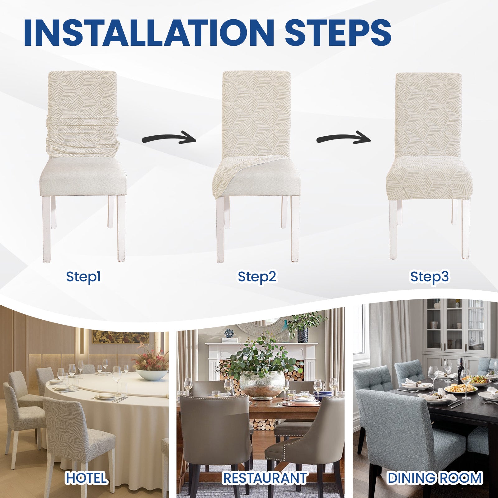 Ystyle 4-Piece Chair Covers with Backrest, Elastic Slipcovers, Universal Living Room Kitchen Chair Protectors, Cat Scratch-Resistant Modern Stain-Proof Dining Chair Covers