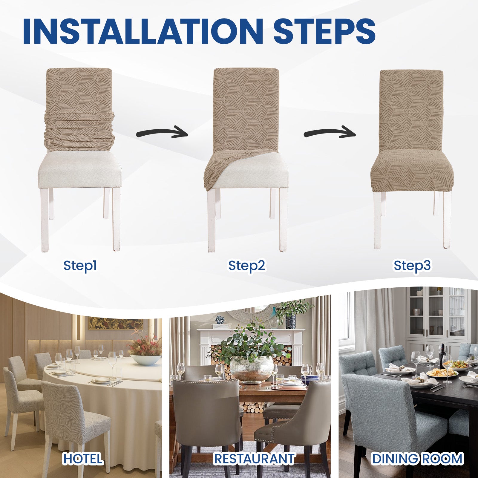 Ystyle 4-Piece Chair Covers with Backrest, Elastic Slipcovers, Universal Living Room Kitchen Chair Protectors, Cat Scratch-Resistant Modern Stain-Proof Dining Chair Covers