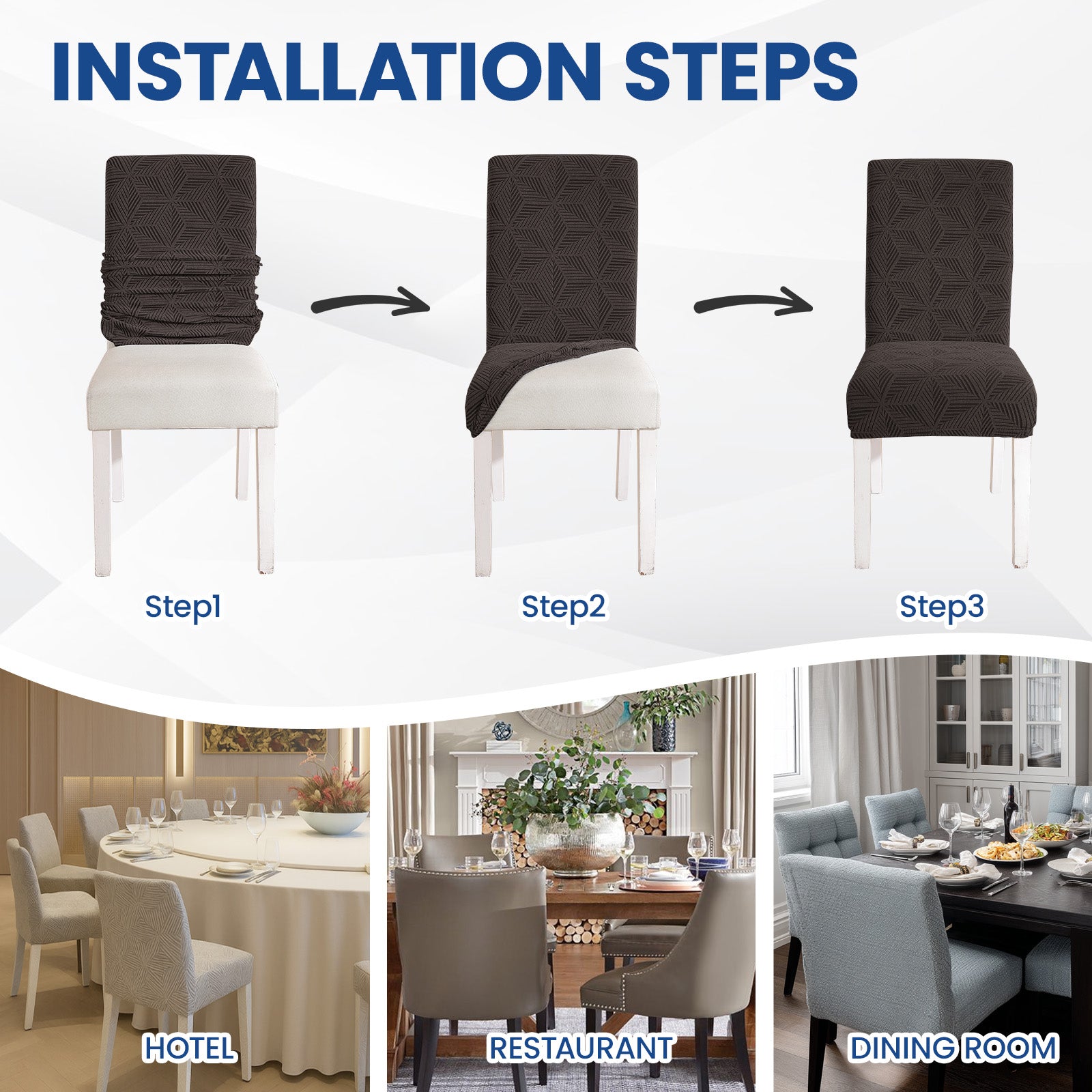 Ystyle 4-Piece Chair Covers with Backrest, Elastic Slipcovers, Universal Living Room Kitchen Chair Protectors, Cat Scratch-Resistant Modern Stain-Proof Dining Chair Covers