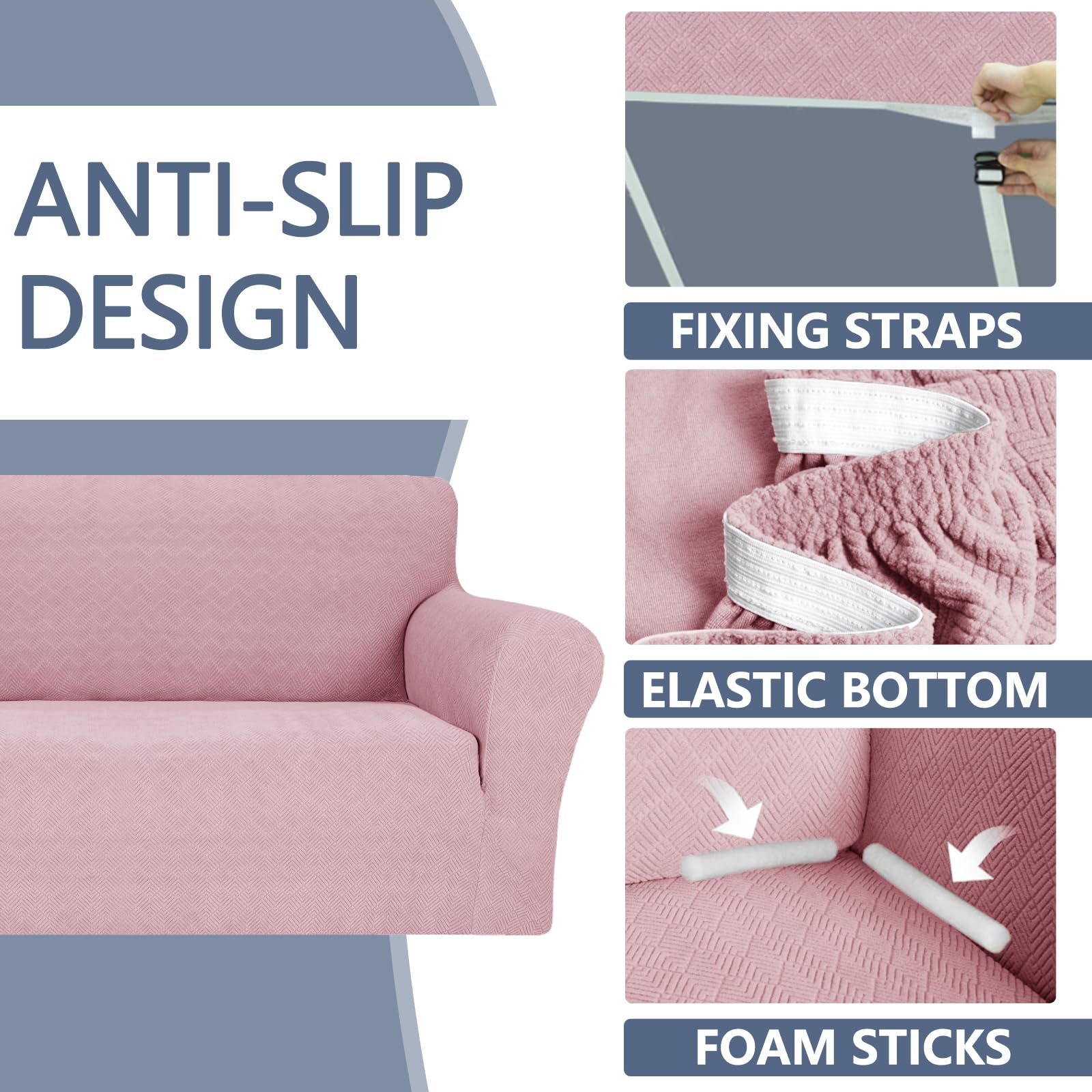 YSTYLE Stretch 1 Seater Sofa Cover with Armrests Anti-Slip Washable