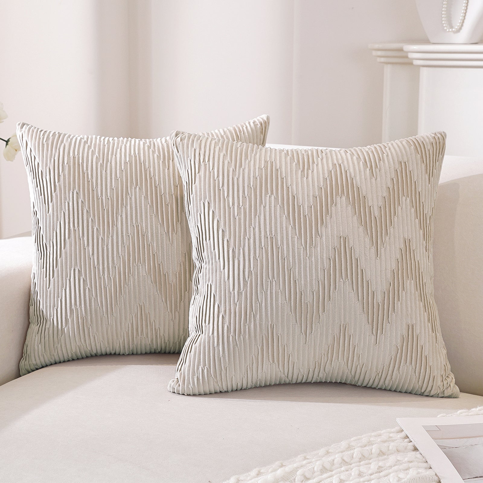 Ystyle 2 Pieces Velvet Cushion Covers 60x60 W-Shape Design-YSTYLE