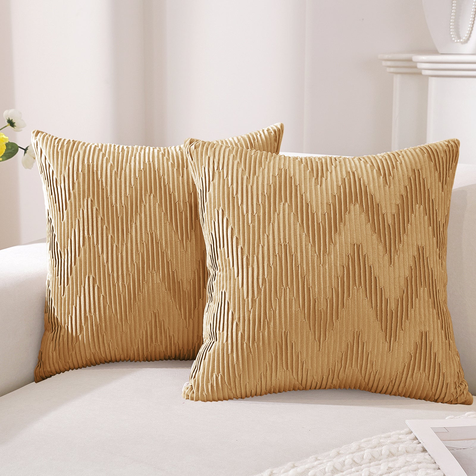 Ystyle 2 Pieces Cushion Covers Sofa 50 x 50 cm Velvet Minimalist Cushion Covers Invisible Zipper Decorative Cushion Covers for Sofa Living Room Bedroom