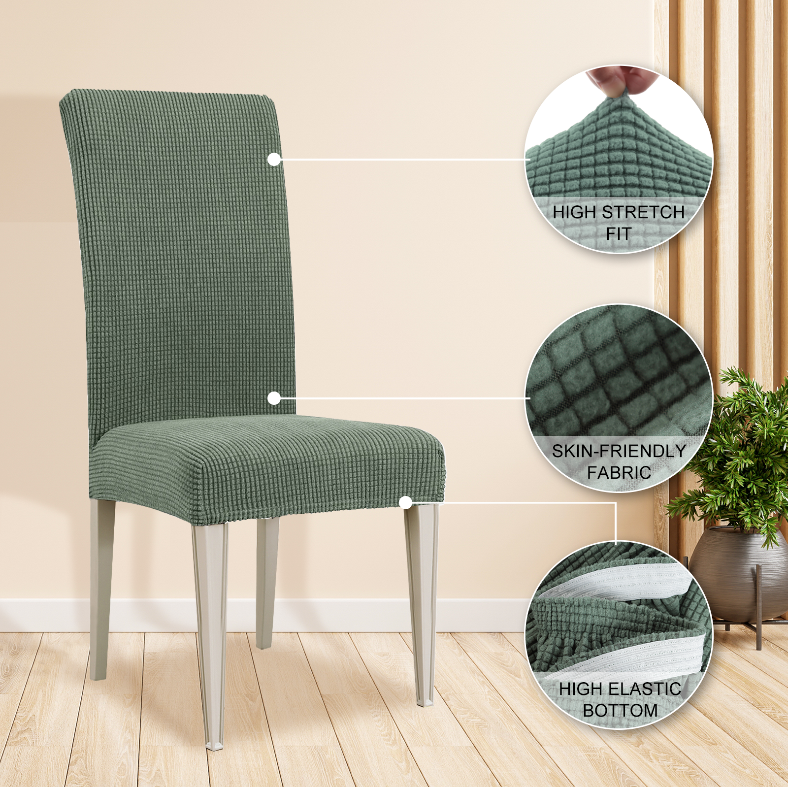 YSTYLE 6 Pieces Stretch Dining Chair Covers Jacquard Pattern
