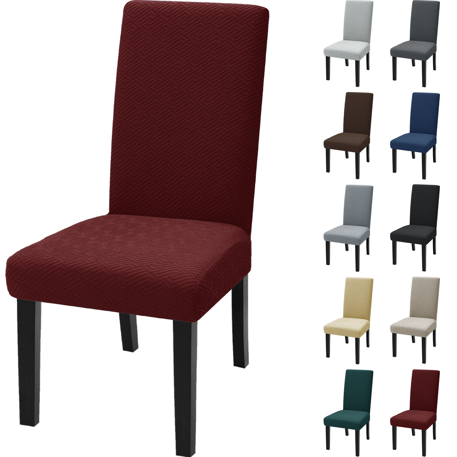 Cubiertas de Silla Estirables YSTYLE - 4 Piezas, Ajuste Universal, Anti-Rayado, Lavables, Estilo Moderno - Espalda Jacquard